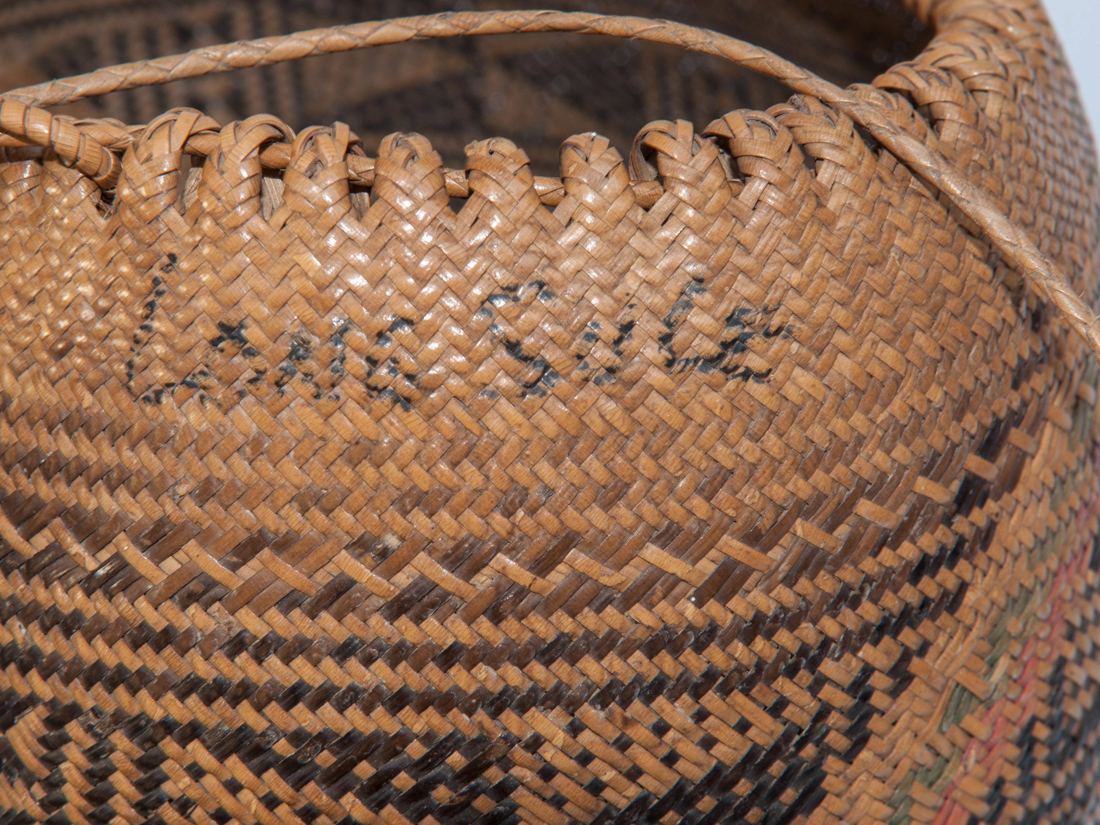 Rattan Drawstring Shoulder Bag Basket, Punan of Borneo, Late 20th Century 8