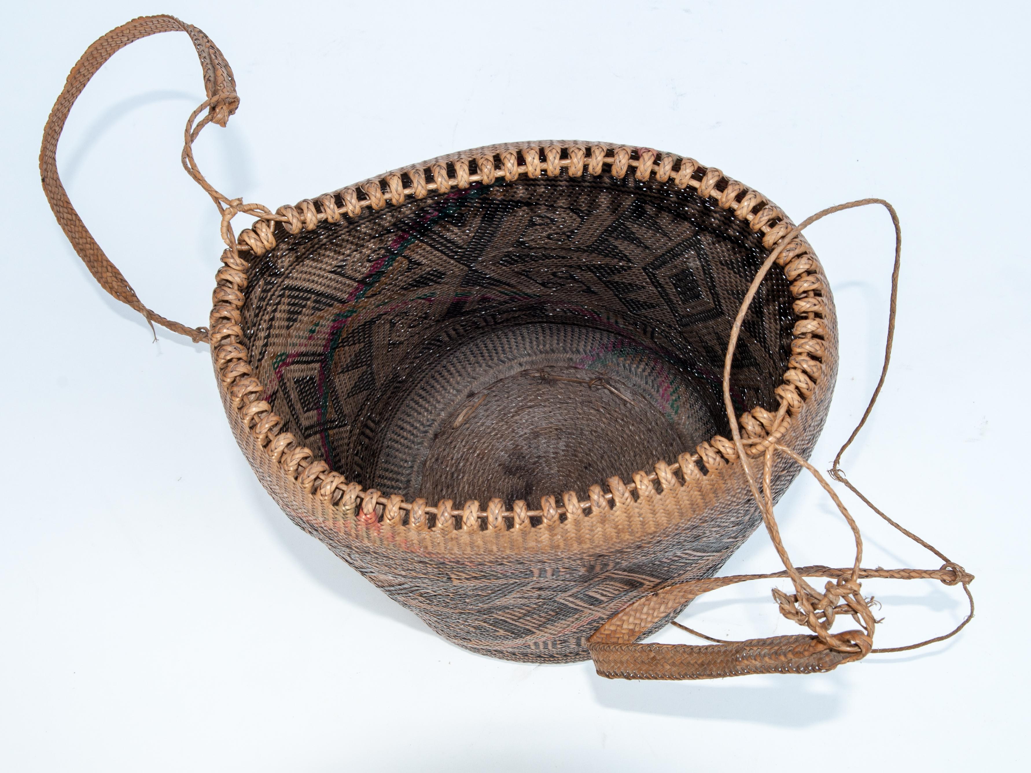 Rattan Drawstring Shoulder Bag Basket, Punan of Borneo, Late 20th Century 9