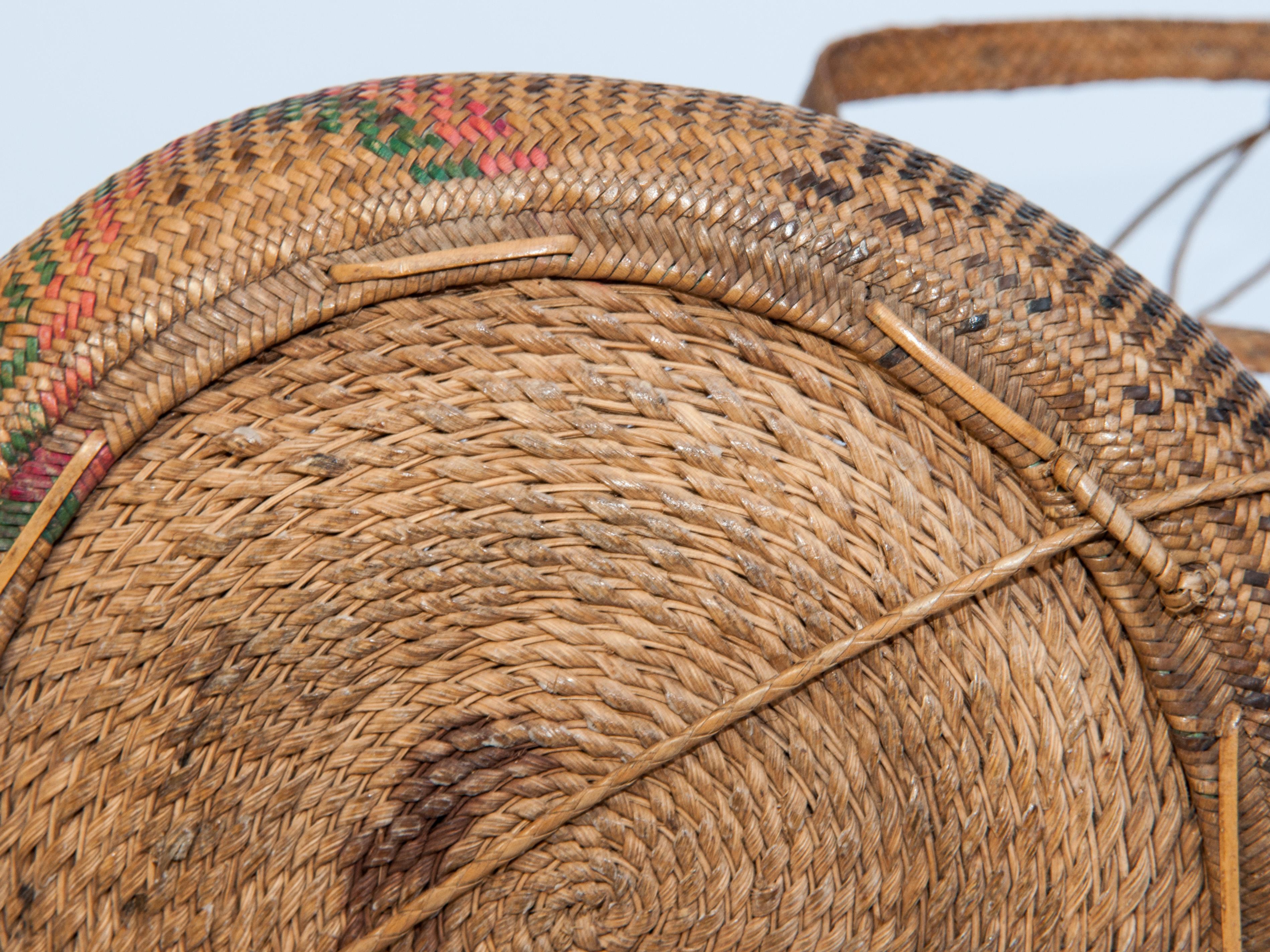 Rattan Drawstring Shoulder Bag Basket, Punan of Borneo, Late 20th Century 11