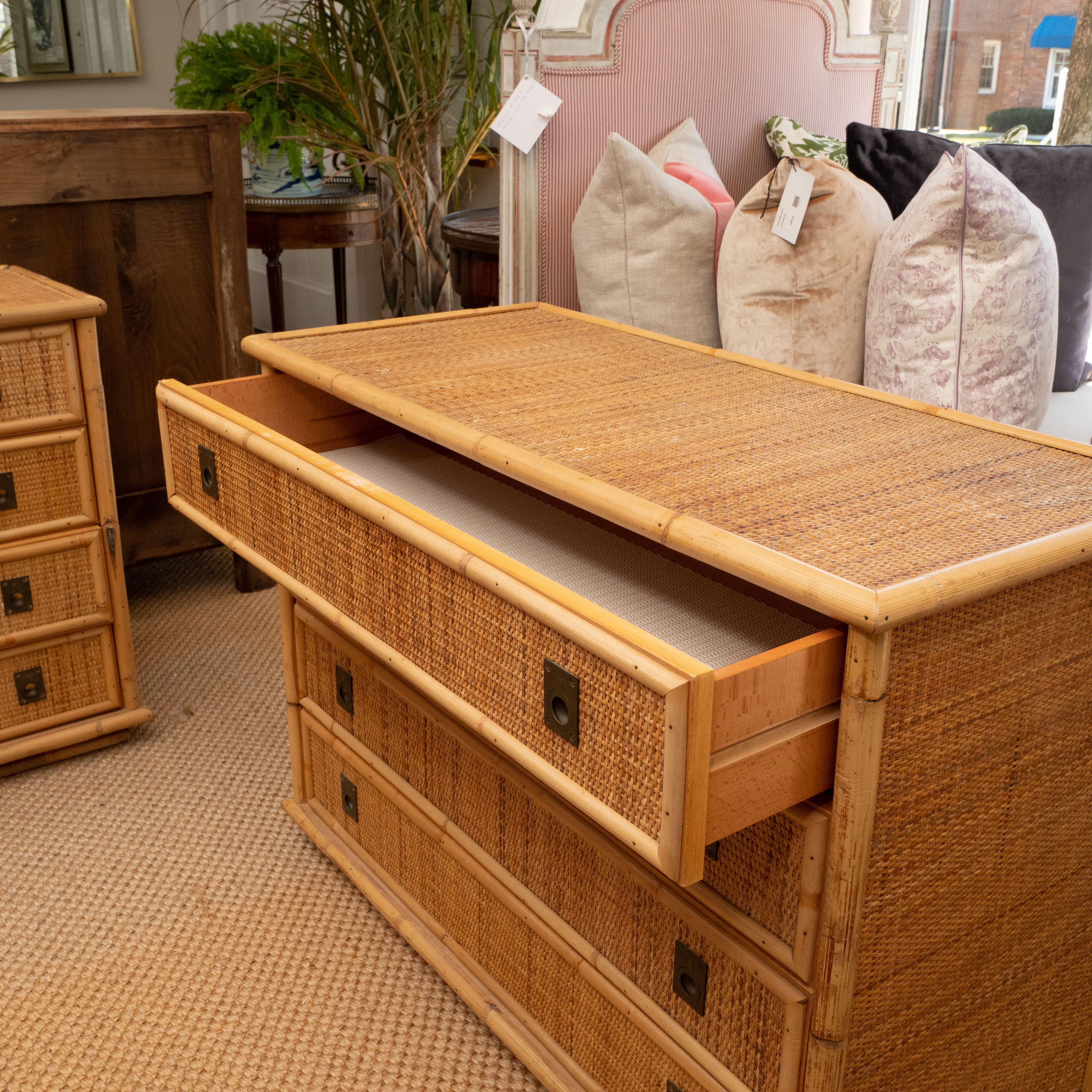 20th Century A Pair of  Dressers with Brass Campaign Style Hardware