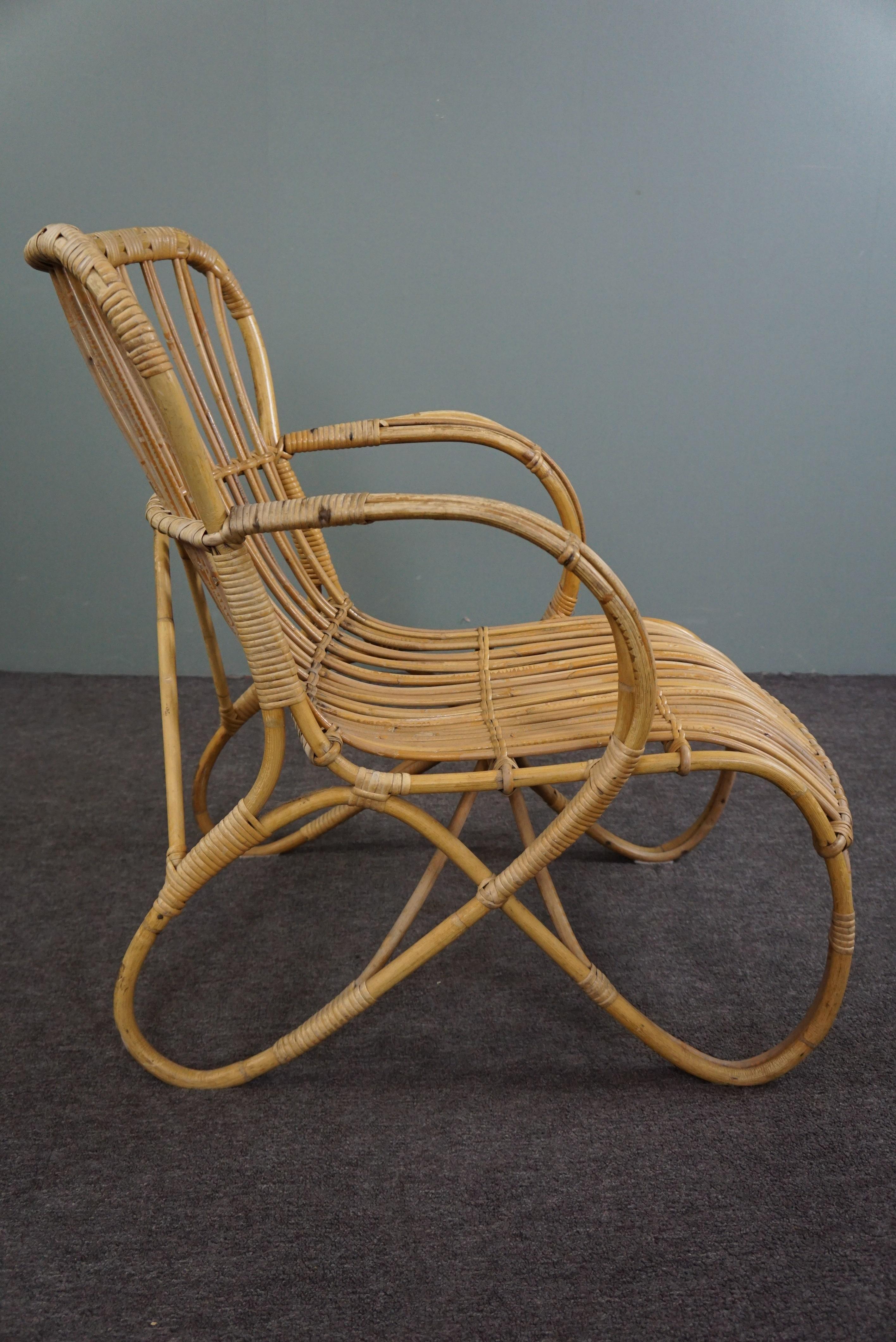 Hand-Crafted Rattan Dutch Design Belse 8 armchair, 1950 For Sale