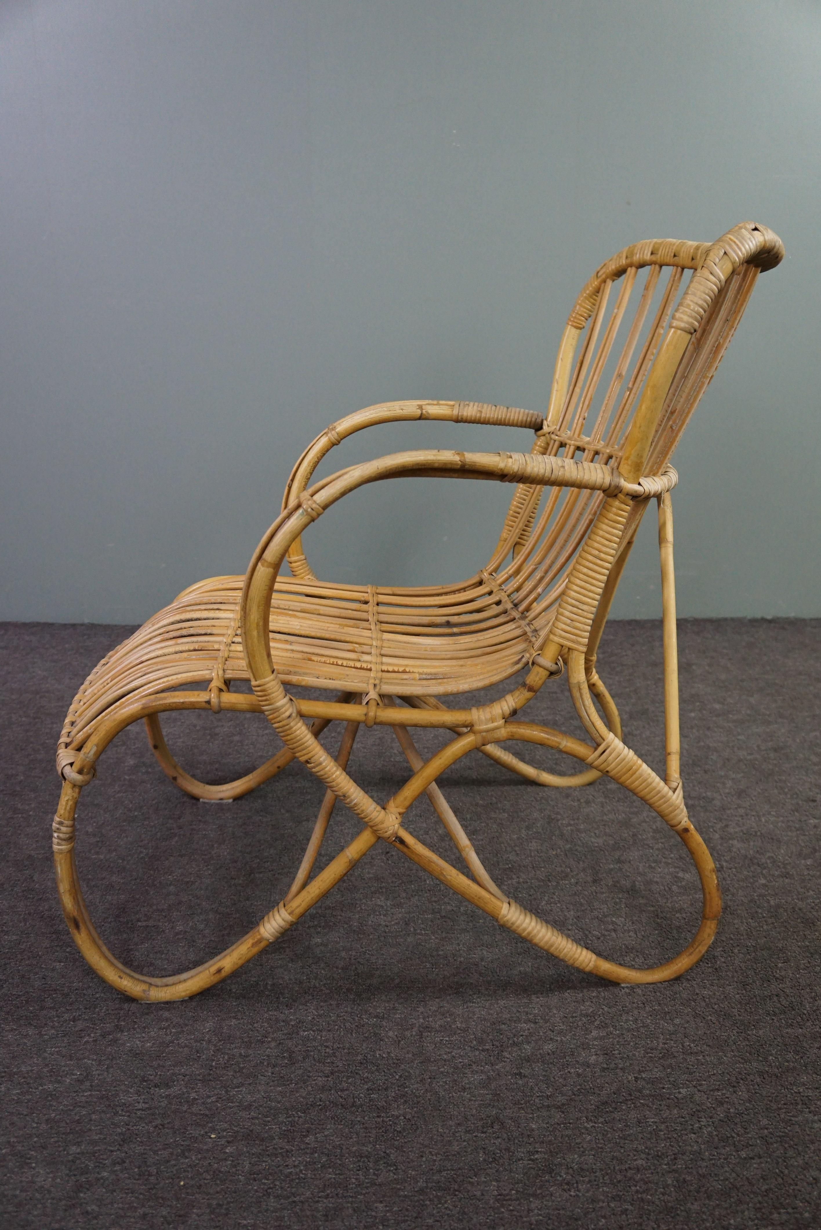 Mid-20th Century Rattan Dutch Design Belse 8 armchair, 1950 For Sale