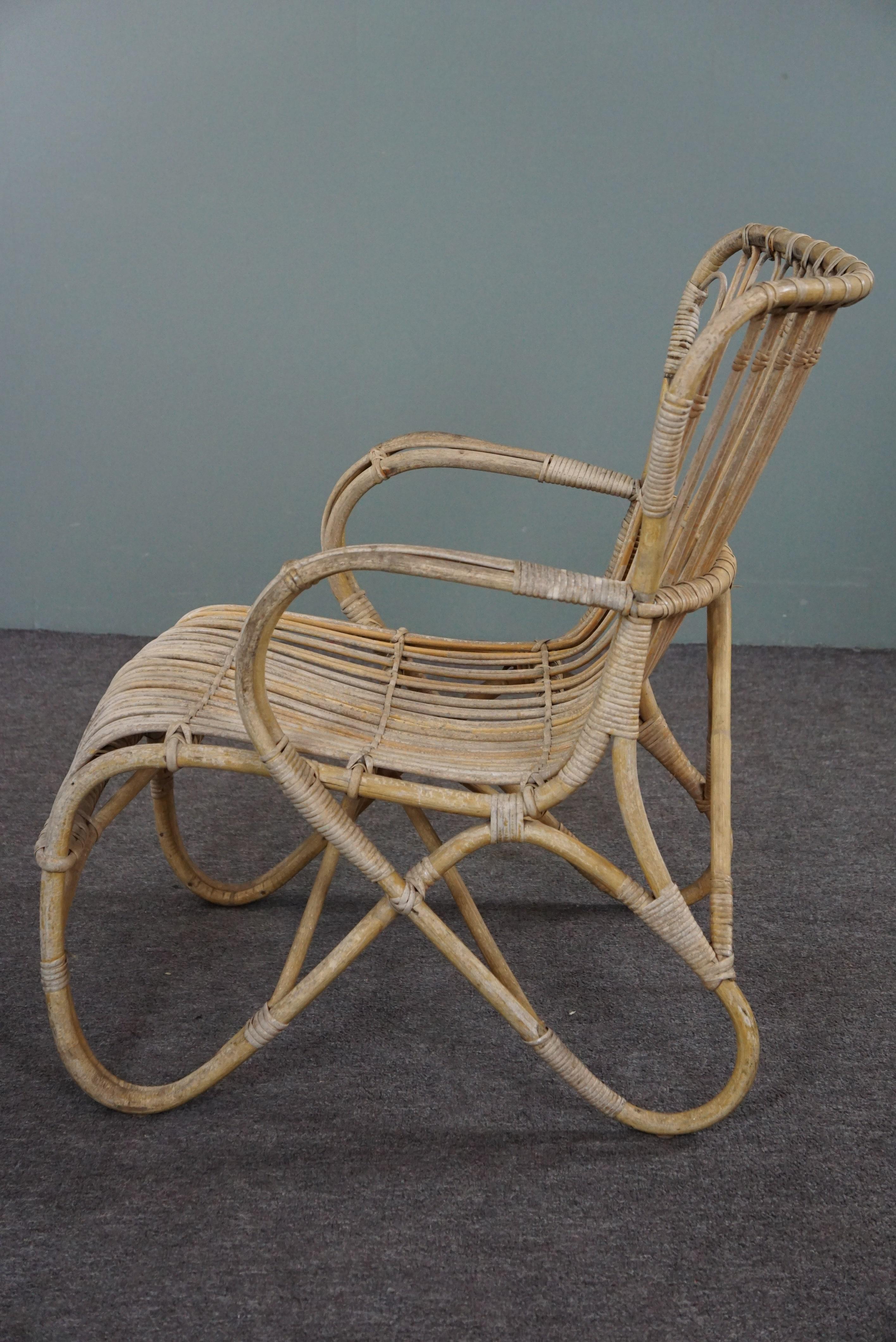 Mid-20th Century Rattan Dutch Design Belse 8 armchair, 1950 For Sale
