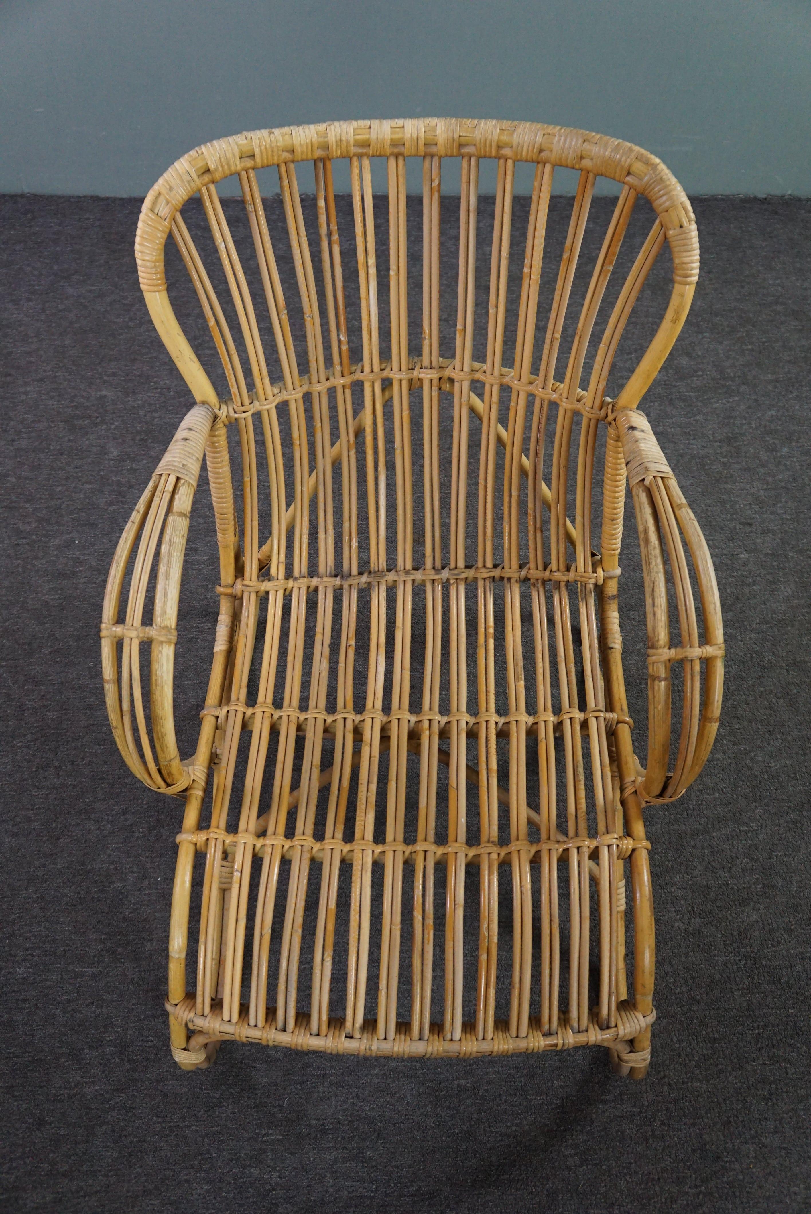 Rattan Dutch Design Belse 8 armchair, 1950 For Sale 1