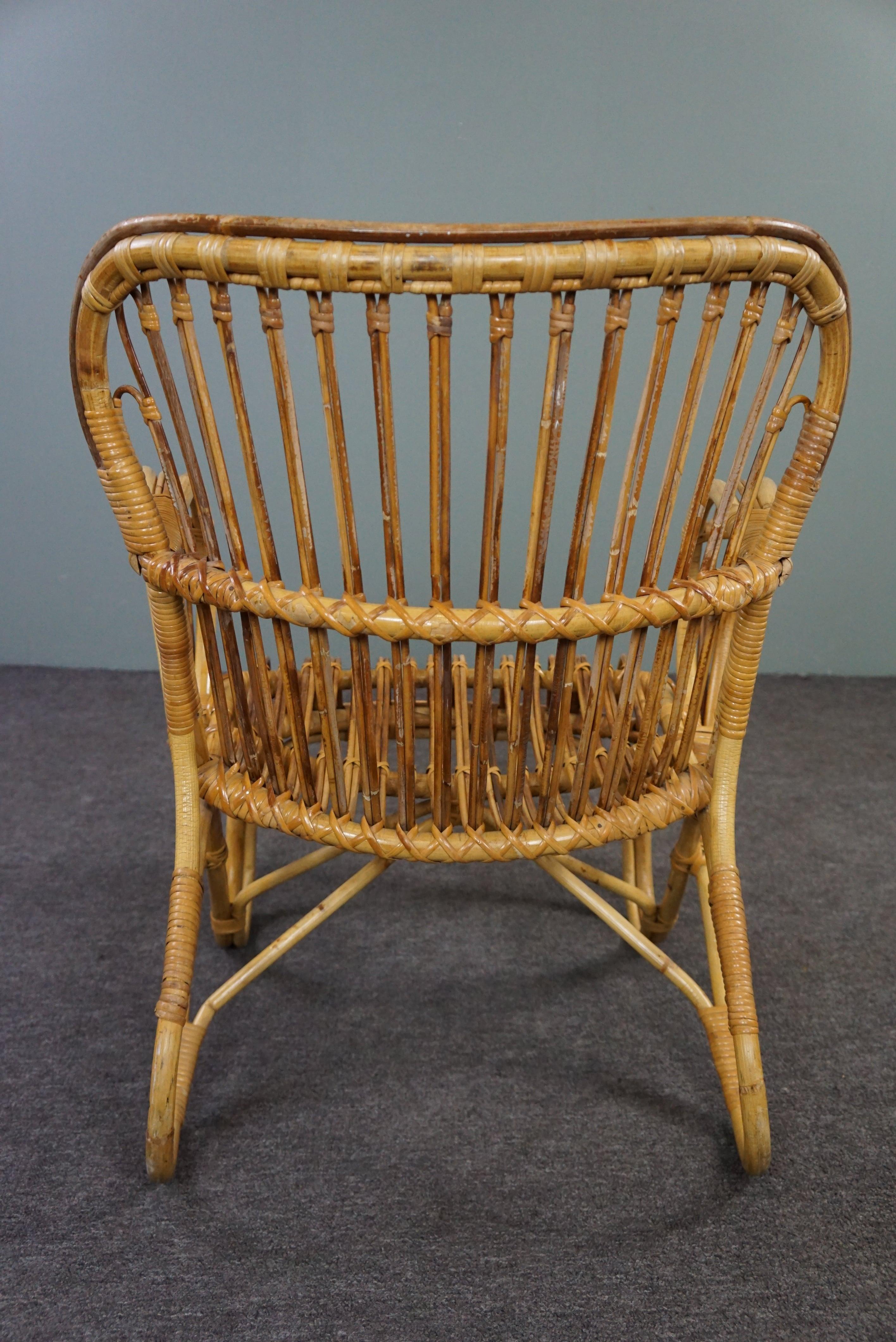 Rattan Dutch Design Belse 8 armchair, 1950, in very good condition In Good Condition For Sale In Harderwijk, NL
