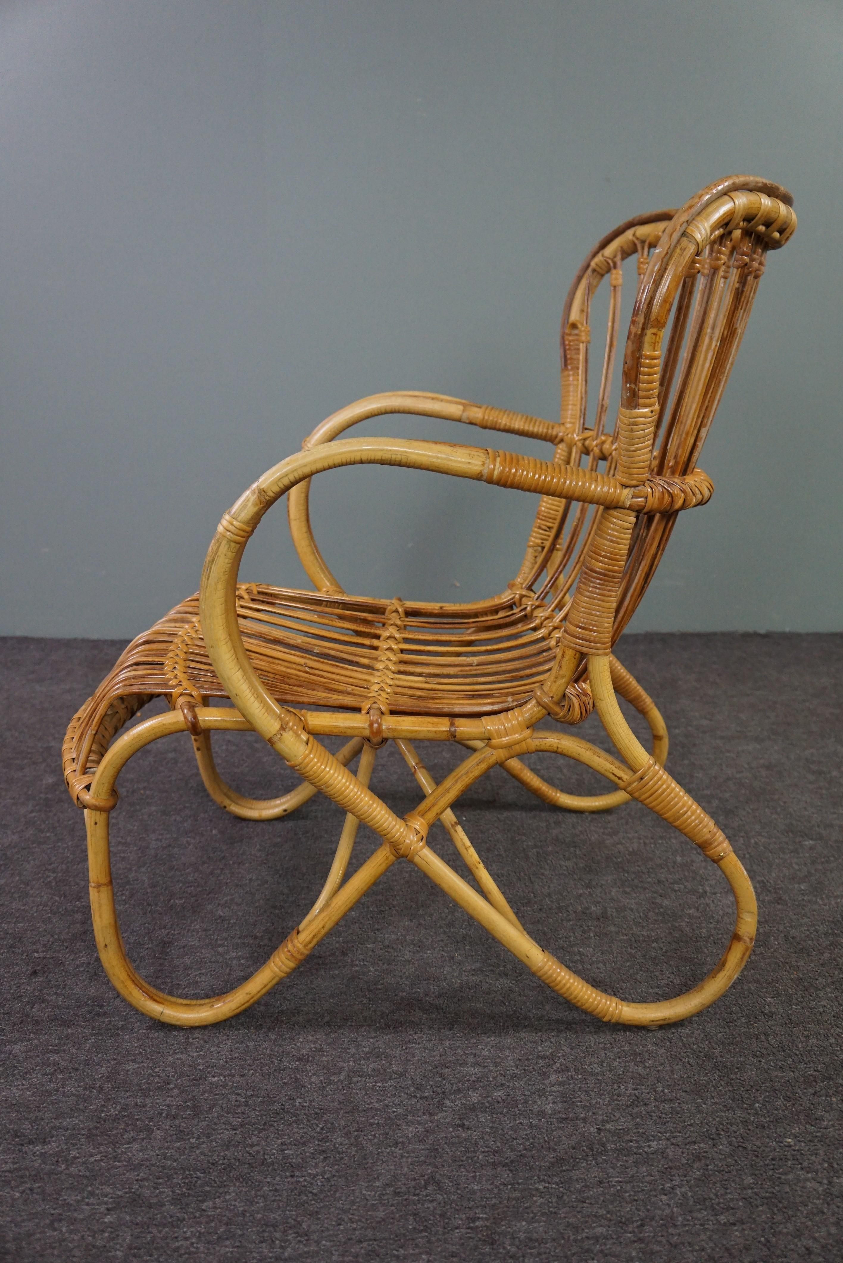 Mid-20th Century Rattan Dutch Design Belse 8 armchair, 1950, in very good condition For Sale