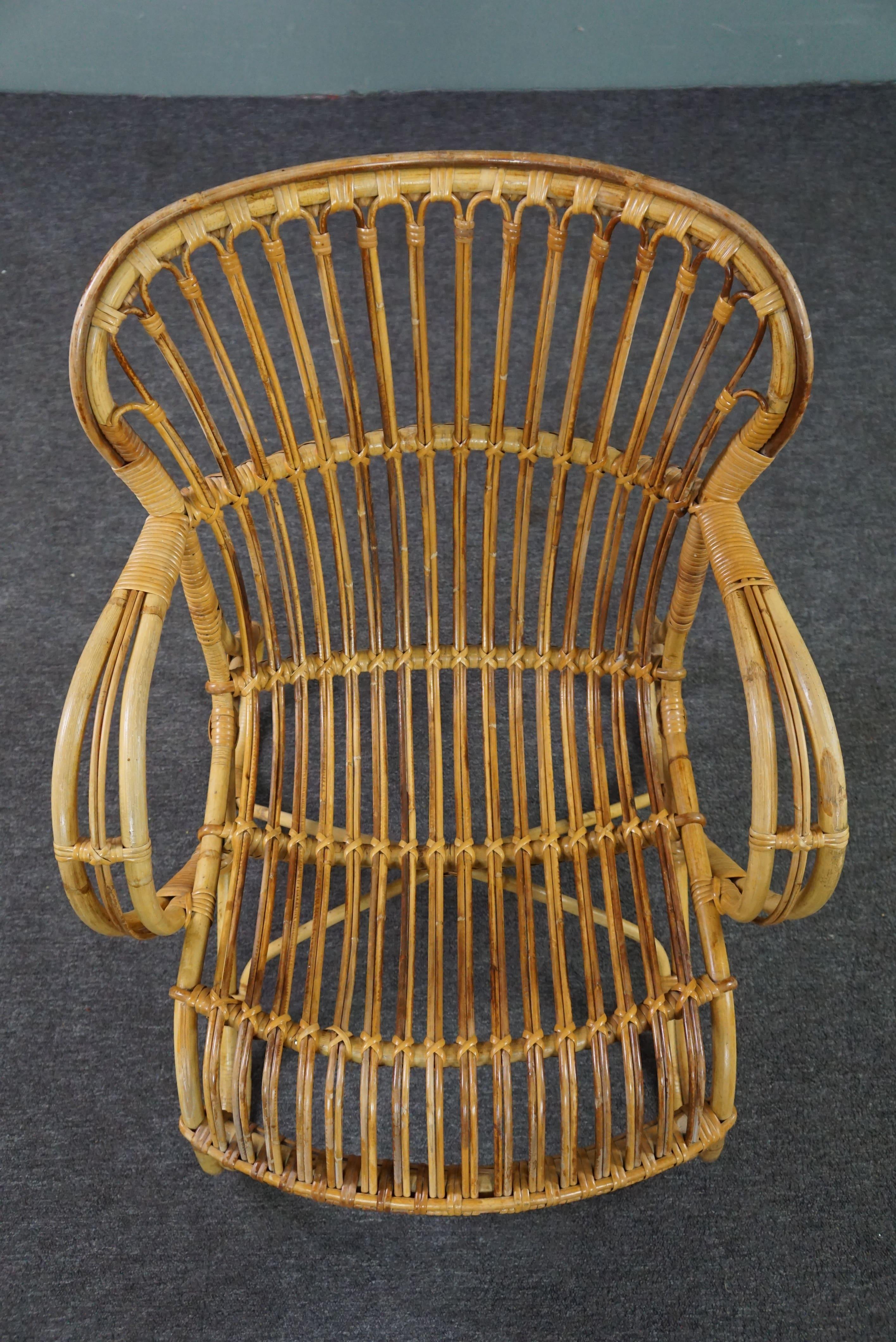 Rattan Dutch Design Belse 8 armchair, 1950, in very good condition For Sale 1