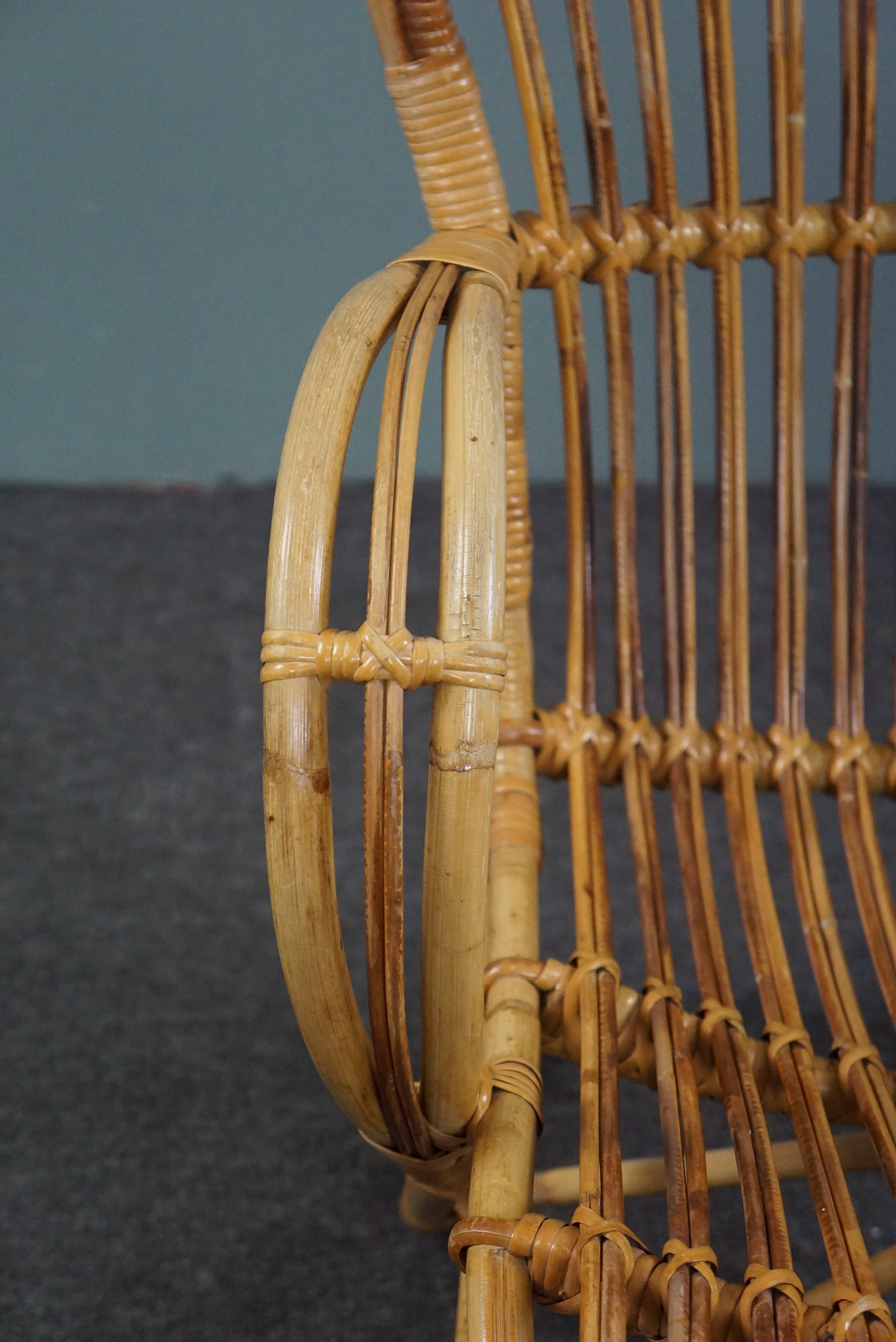 Rattan Dutch Design Belse 8 armchair, 1950, in very good condition For Sale 2
