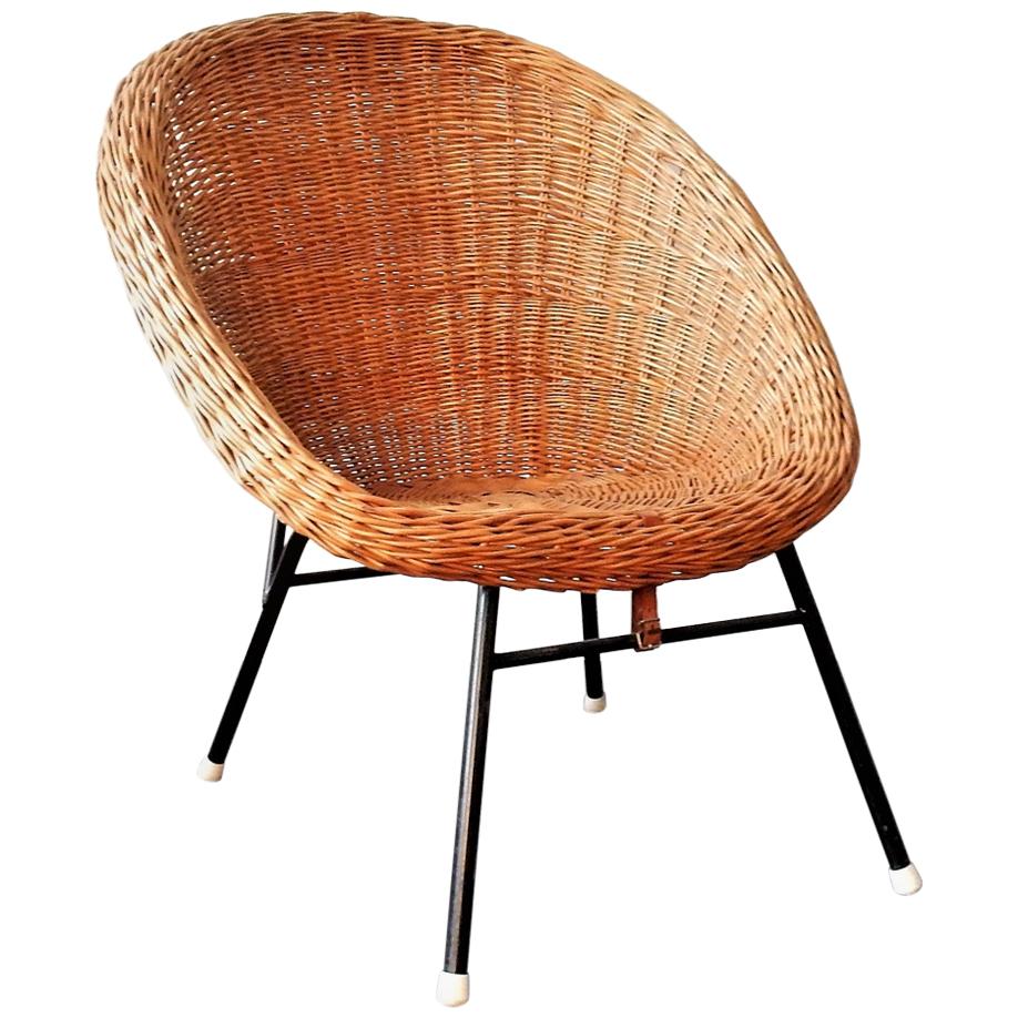 Rattan Easy Chair in Style of Dirk Van Sliedregt for Rohe Noordwolde, 1960s