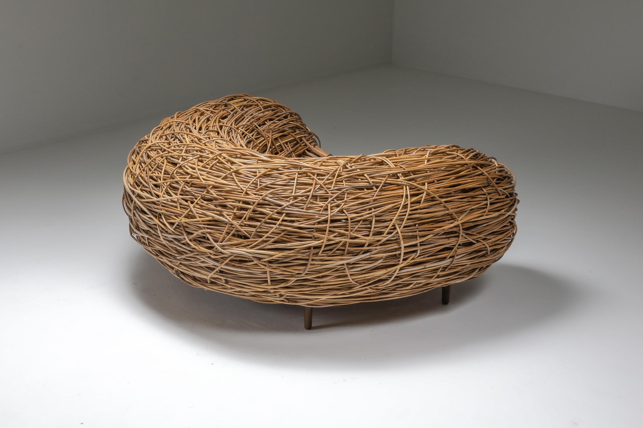 Rattan Easy Chair in the Style of Campana Brothers & Porky Hefer, 2000s 1
