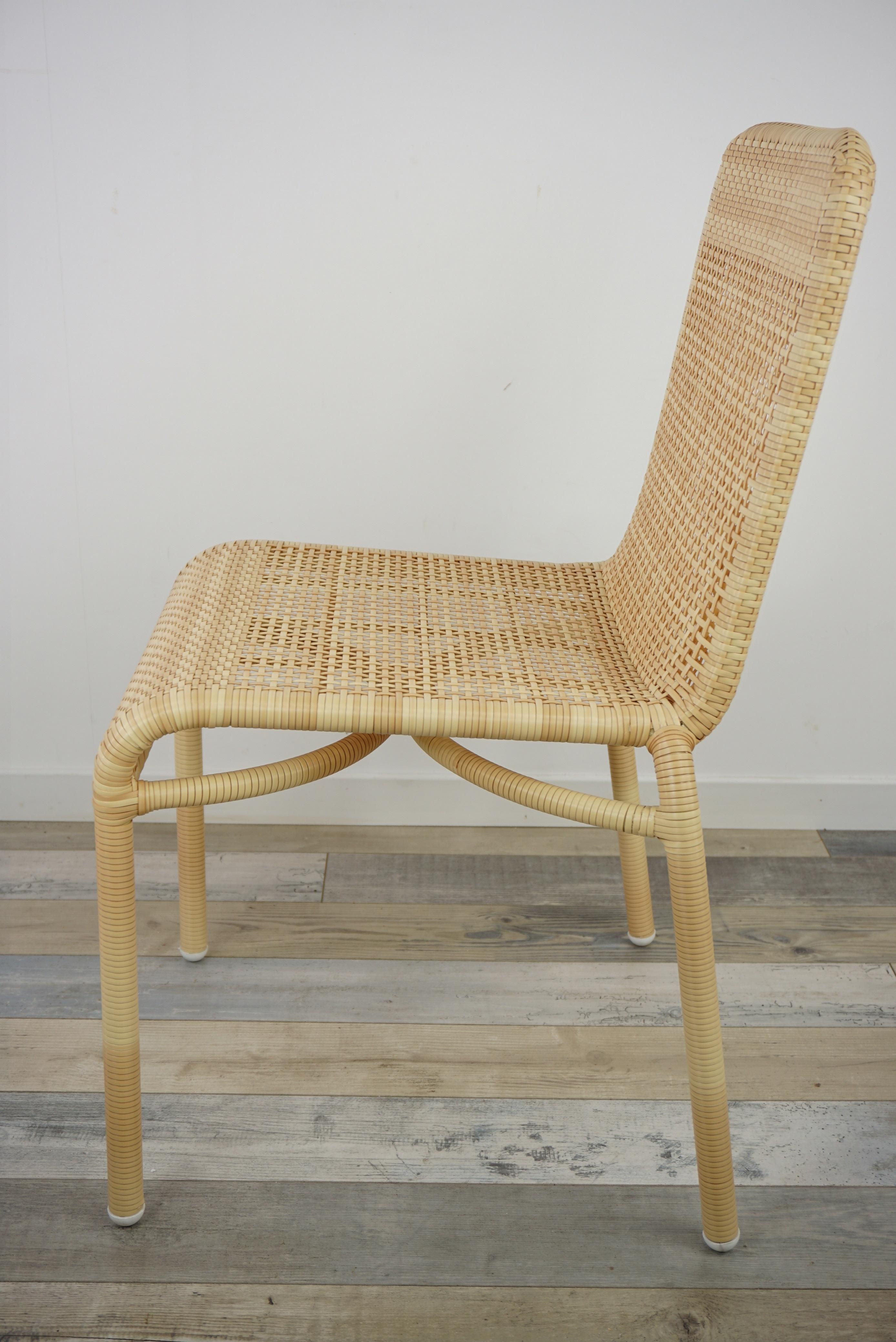 French Rattan Effect Braided Resin Outdoor Chair For Sale