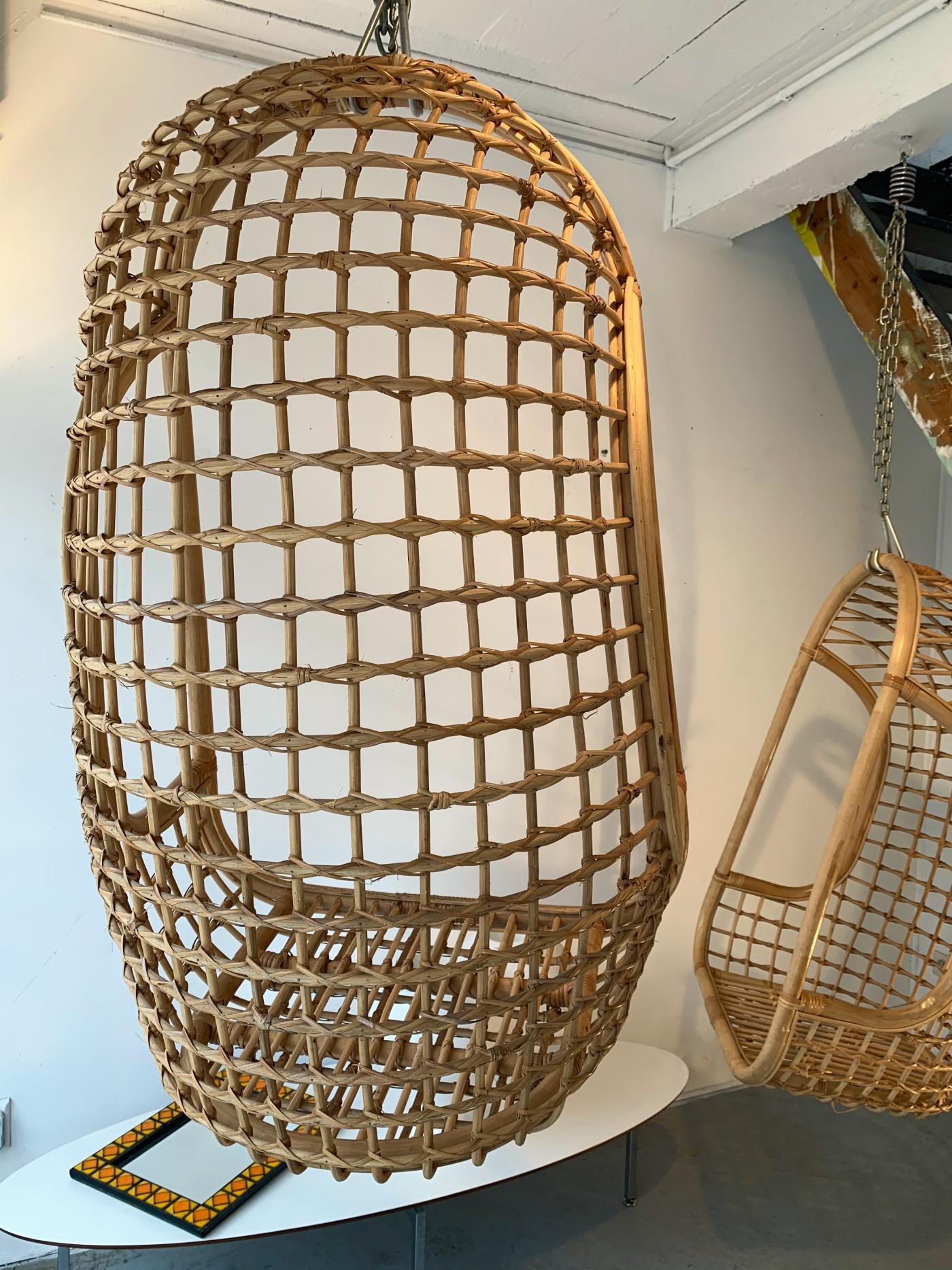 Sillón jaula de ratán, Italia, años 80 en venta 6