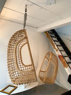 Rattan Egg Cage Armchair, Italy, 1980s