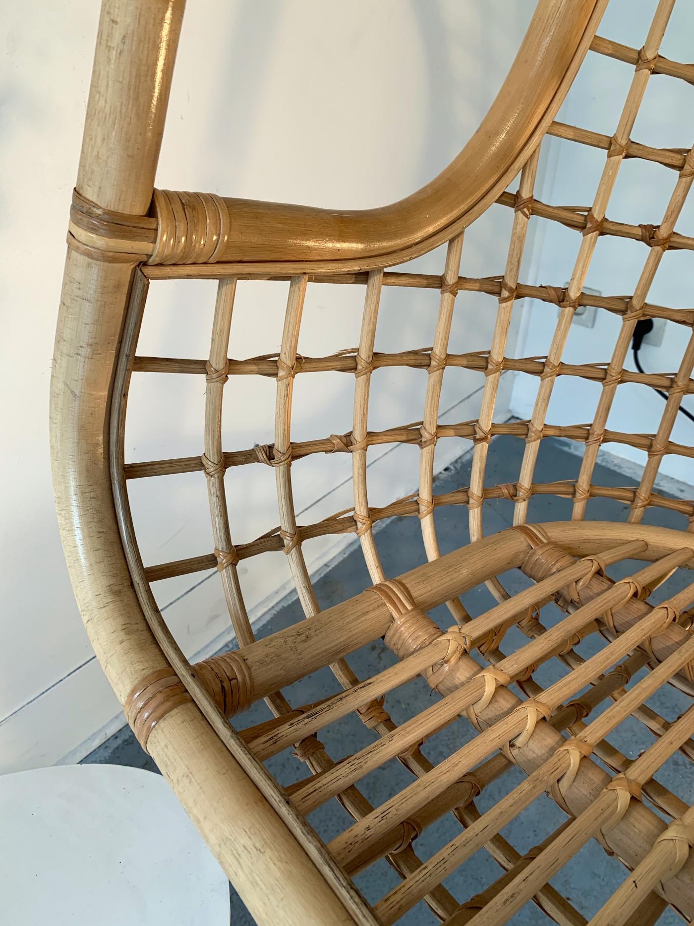 Mid-Century Modern Rattan Egg Cage Armchair, Italy, 1980s For Sale
