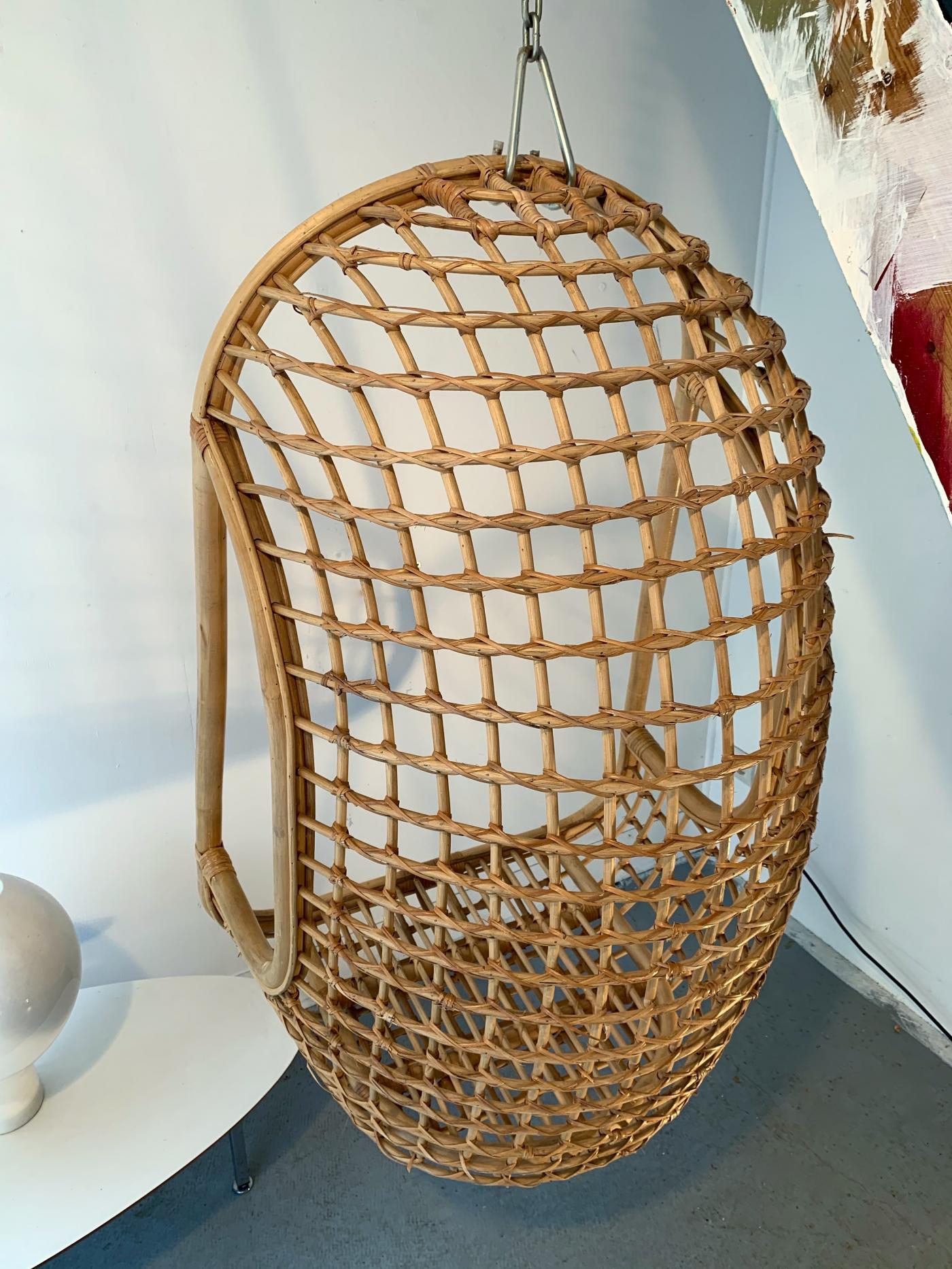 Rattan Egg Cage Armchair, Italy, 1980s For Sale 1