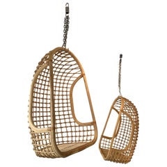 Retro Rattan Egg Cage Armchair, Italy, 1980s