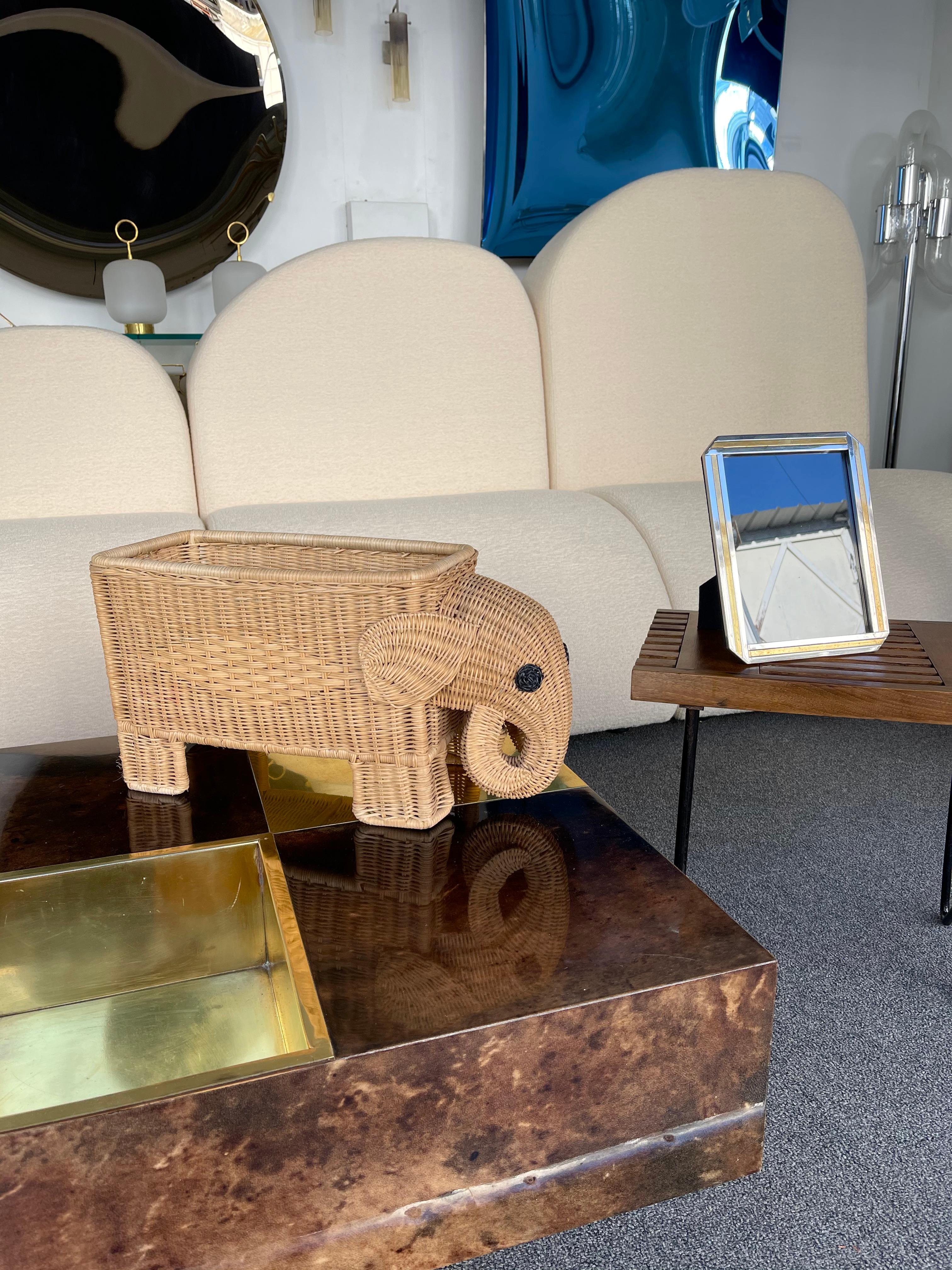 Rattan Elephant Magazine Rack, Italy, 1970s 3