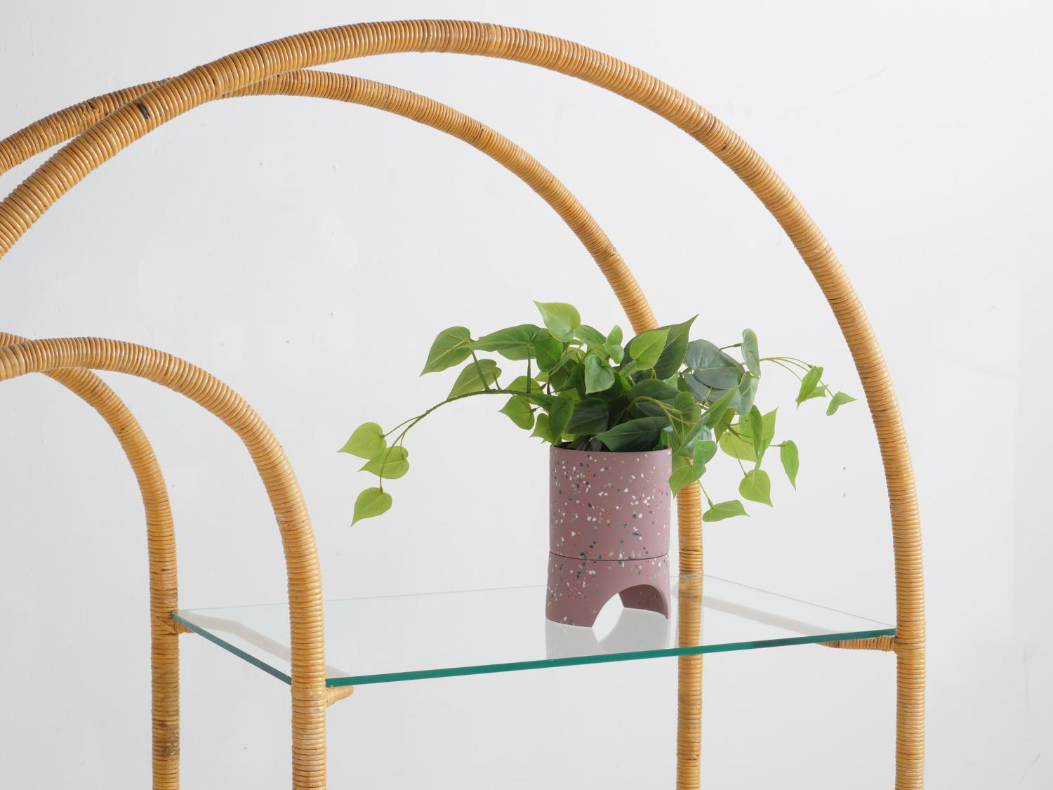 Mid-Century Modern Rattan Etagere, 1970s For Sale