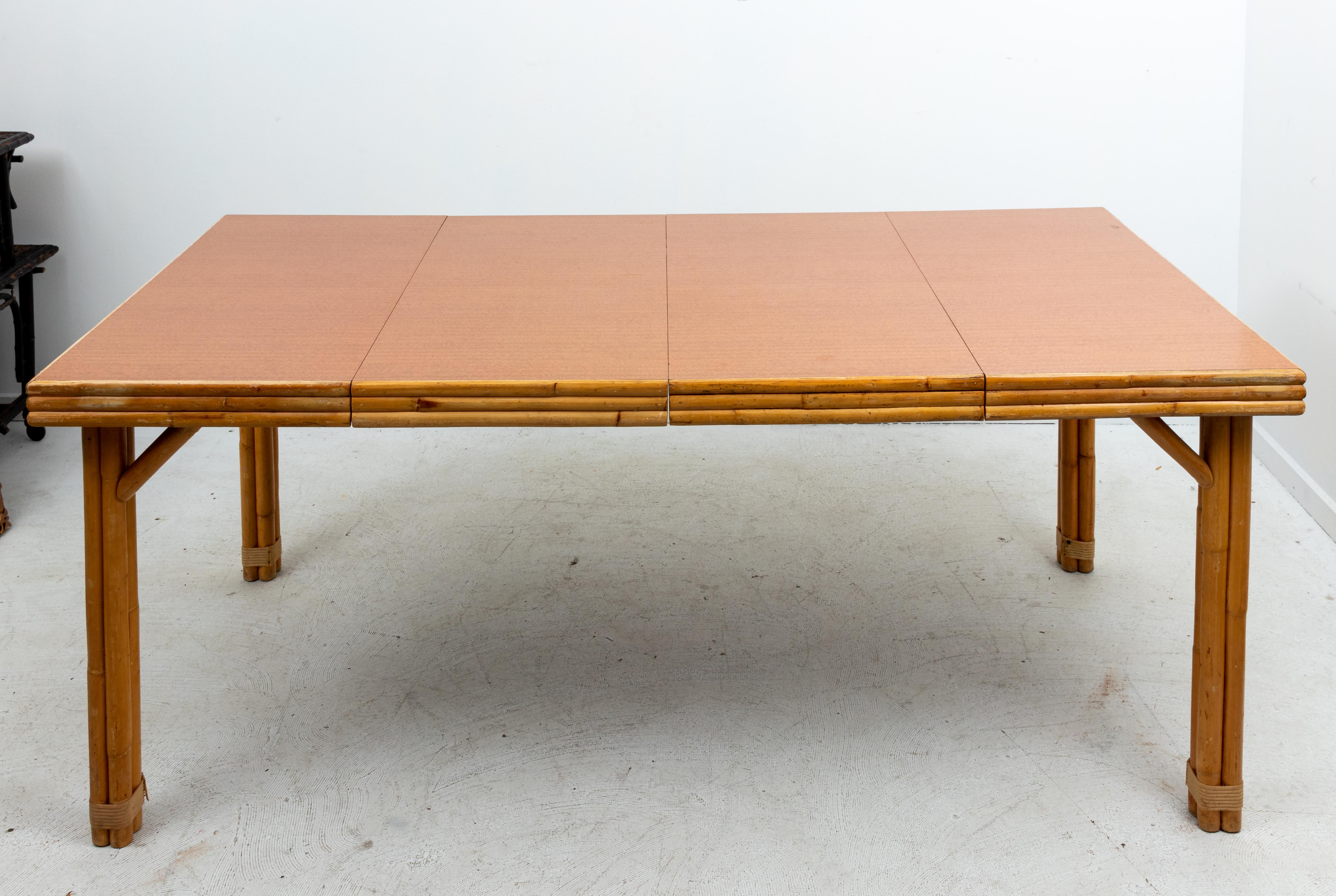 Mid-20th Century Rattan Extension Dining Table
