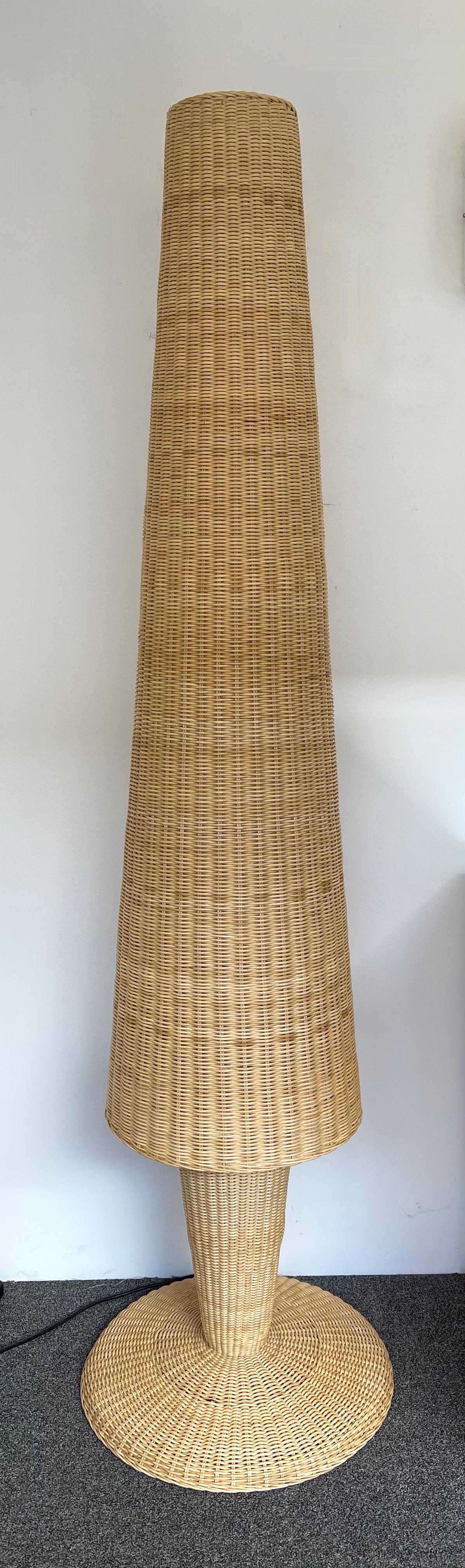 Late 20th Century Rattan Floor Lamp by Gasparucci Italo, Italy, 1980s For Sale