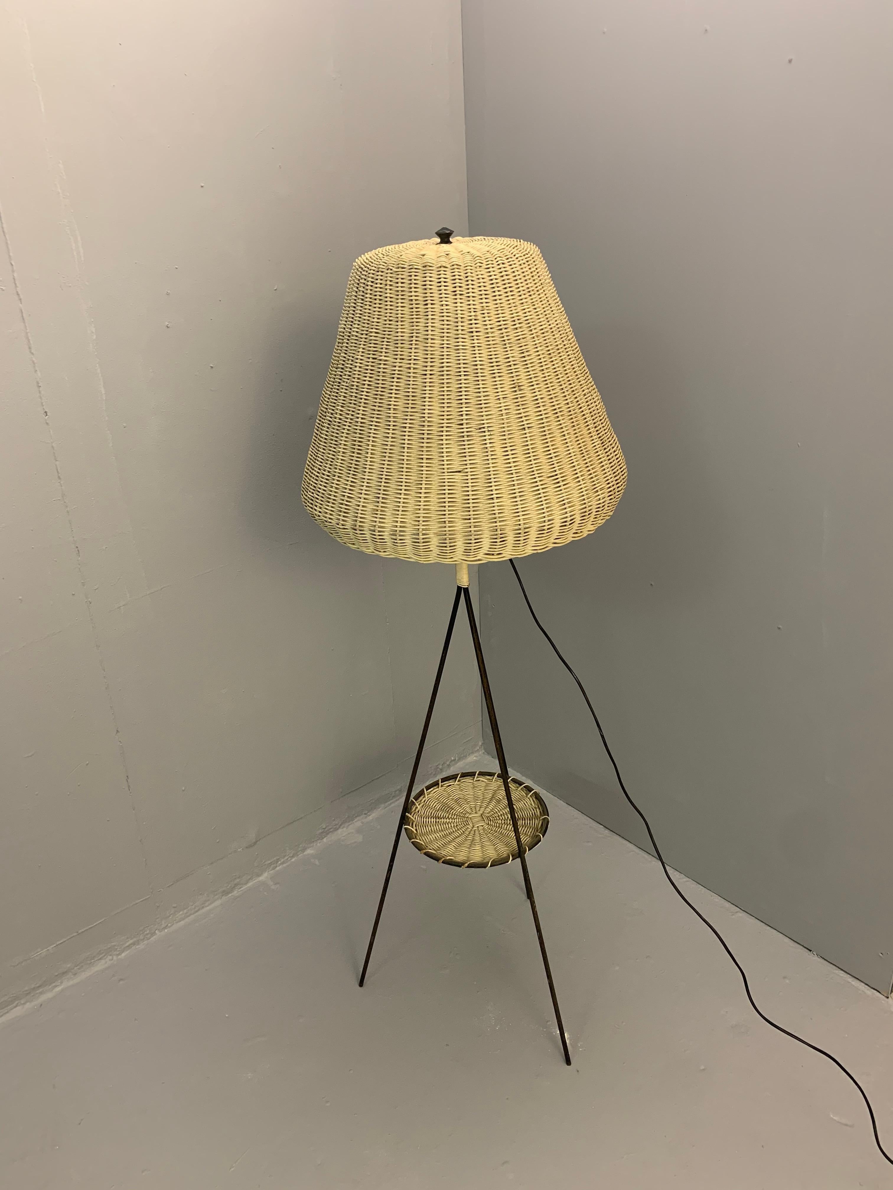 20th Century Rattan Floor Lamp