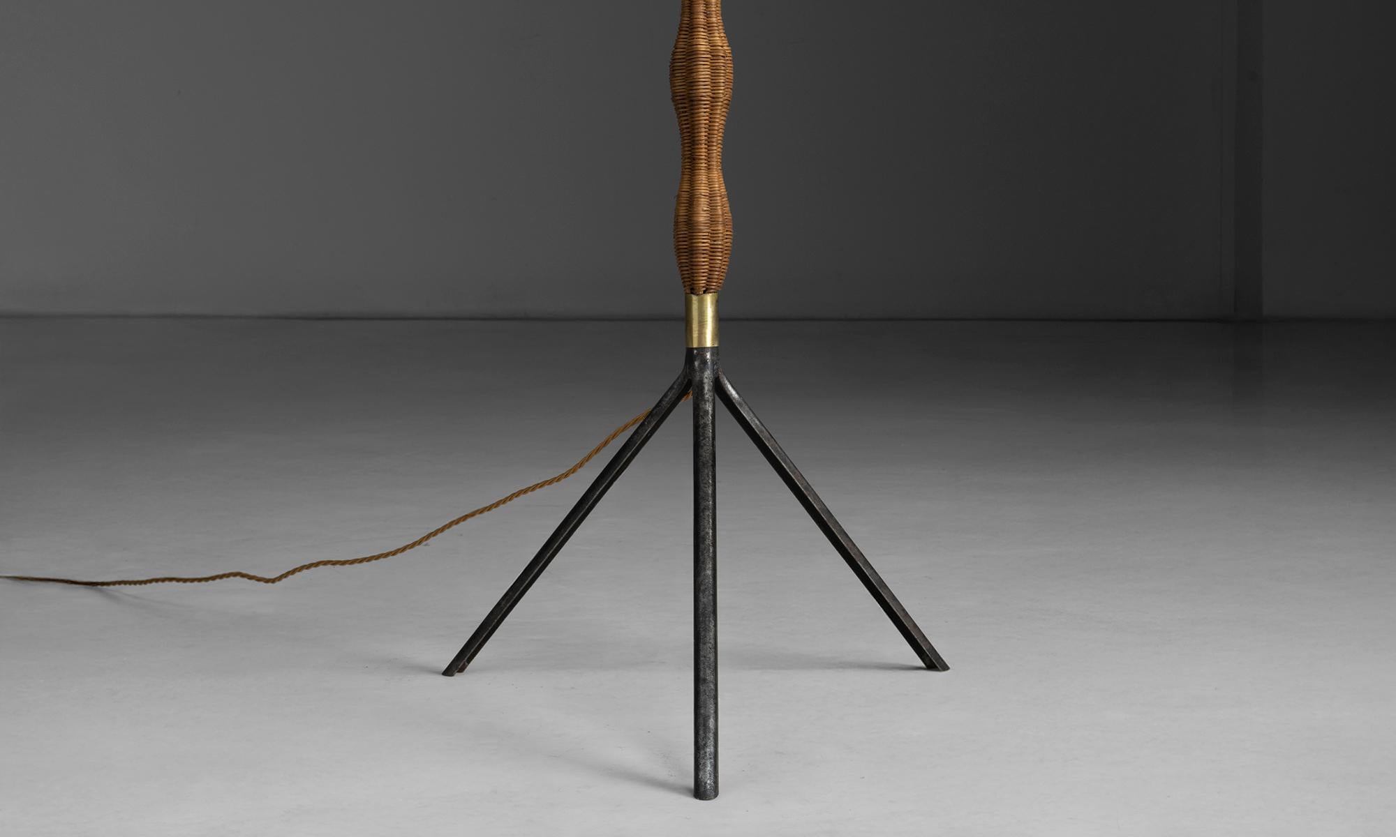 French Rattan Floor Lamp, France 1960 For Sale