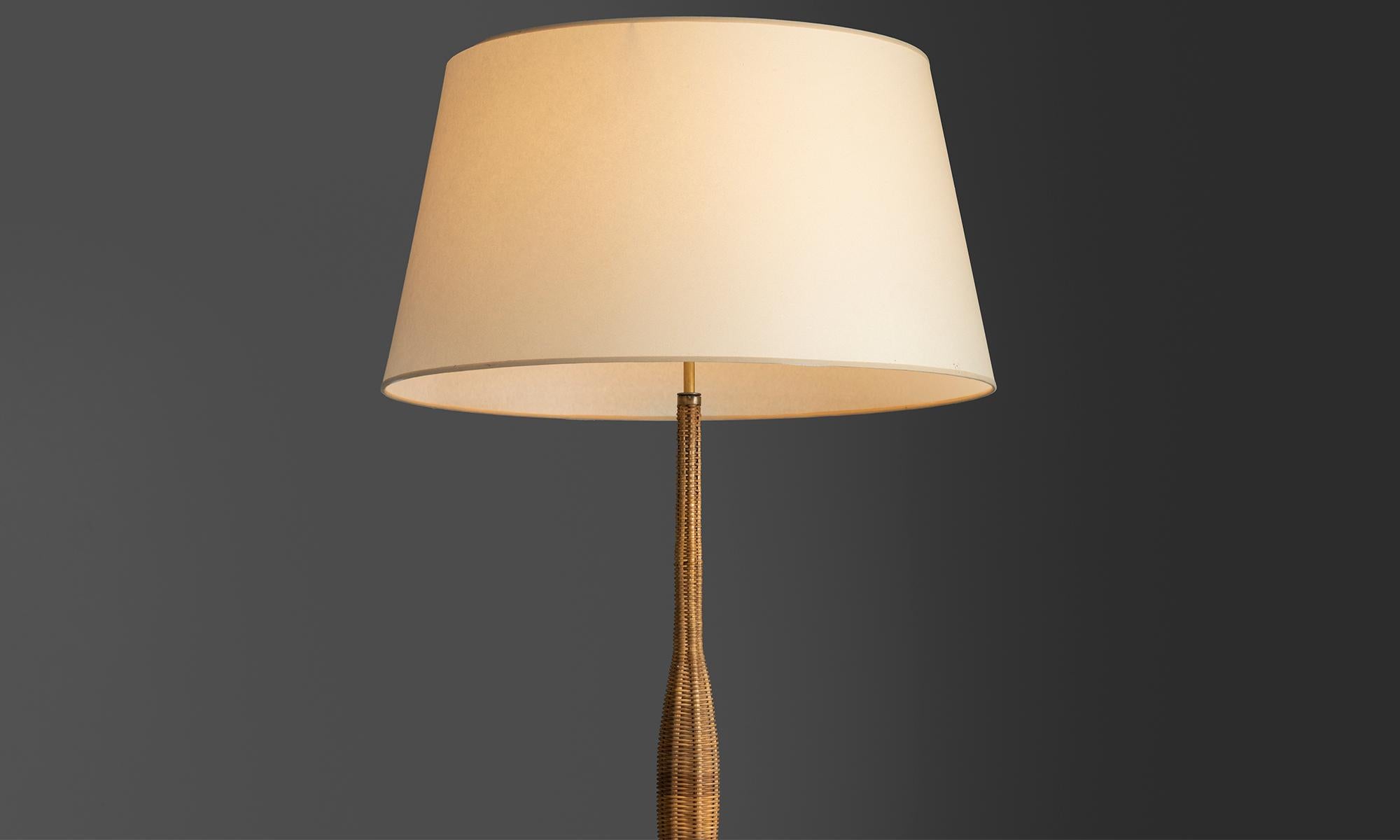 20th Century Rattan Floor Lamp, France 1960 For Sale