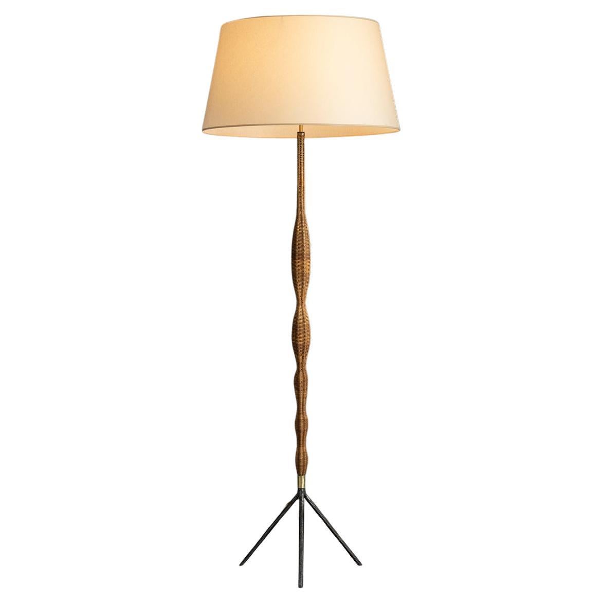 Rattan Floor Lamp, France 1960 For Sale