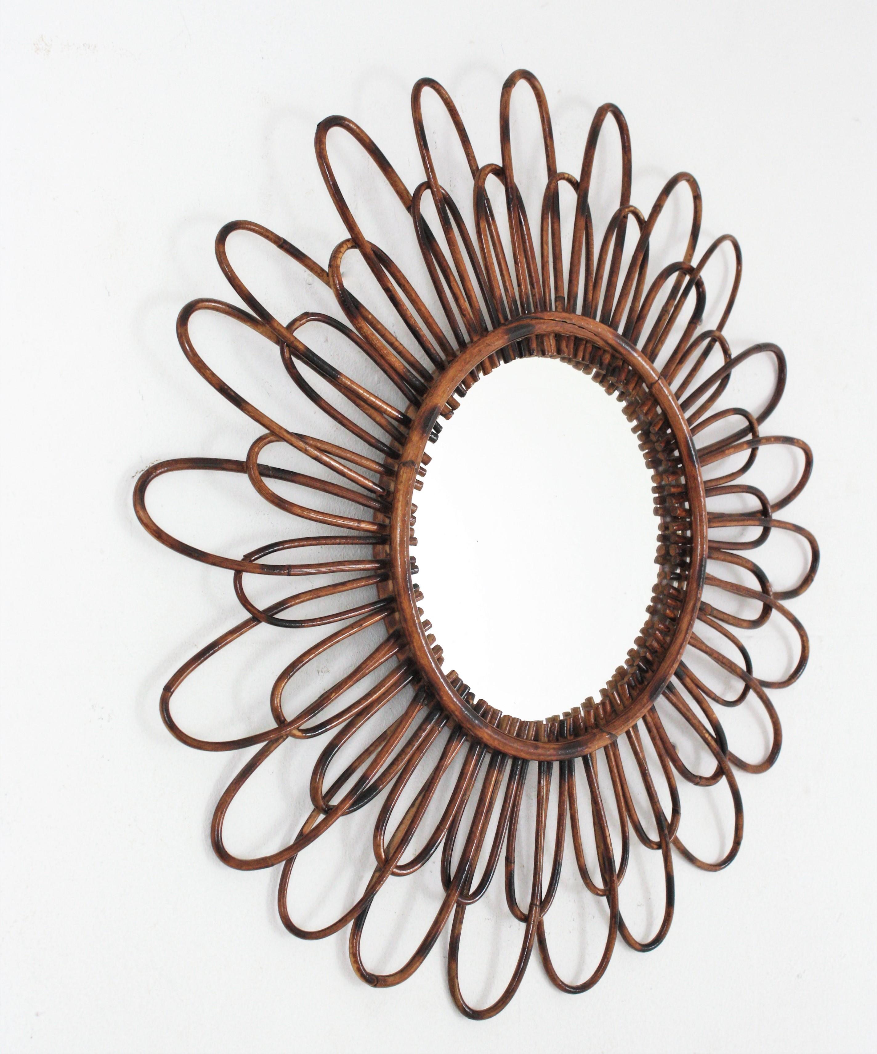 rattan flower mirror