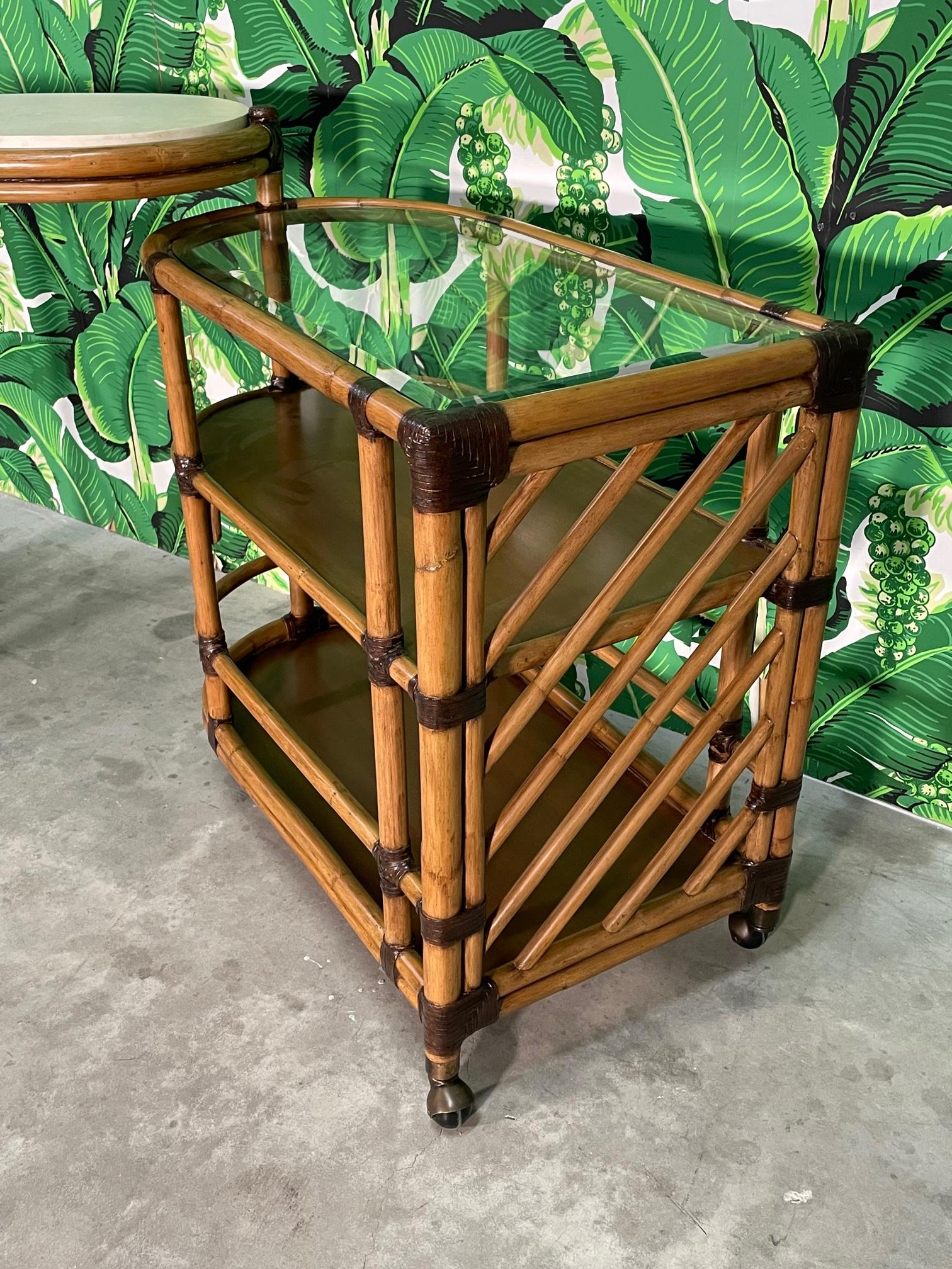 Contemporary Rattan Folding Bar Cart by Lexington