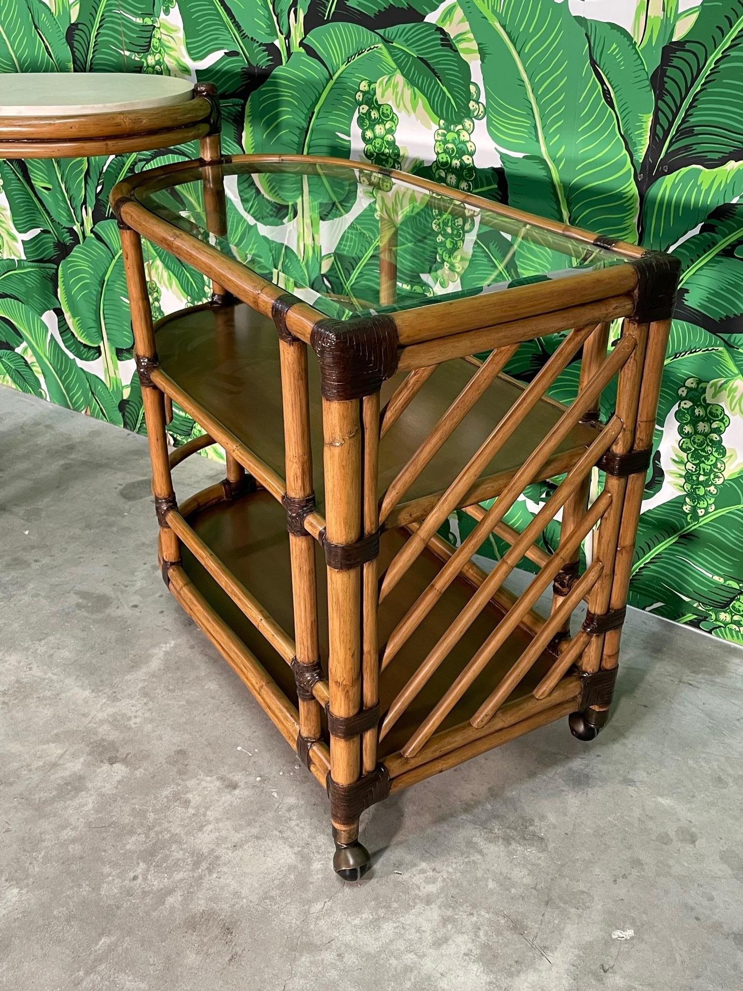 Stone Rattan Folding Bar Cart by Lexington