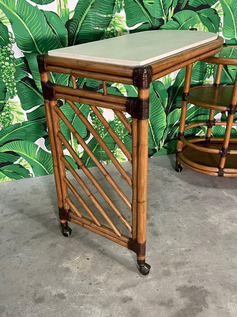 Rattan Folding Bar Cart by Lexington For Sale at 1stDibs