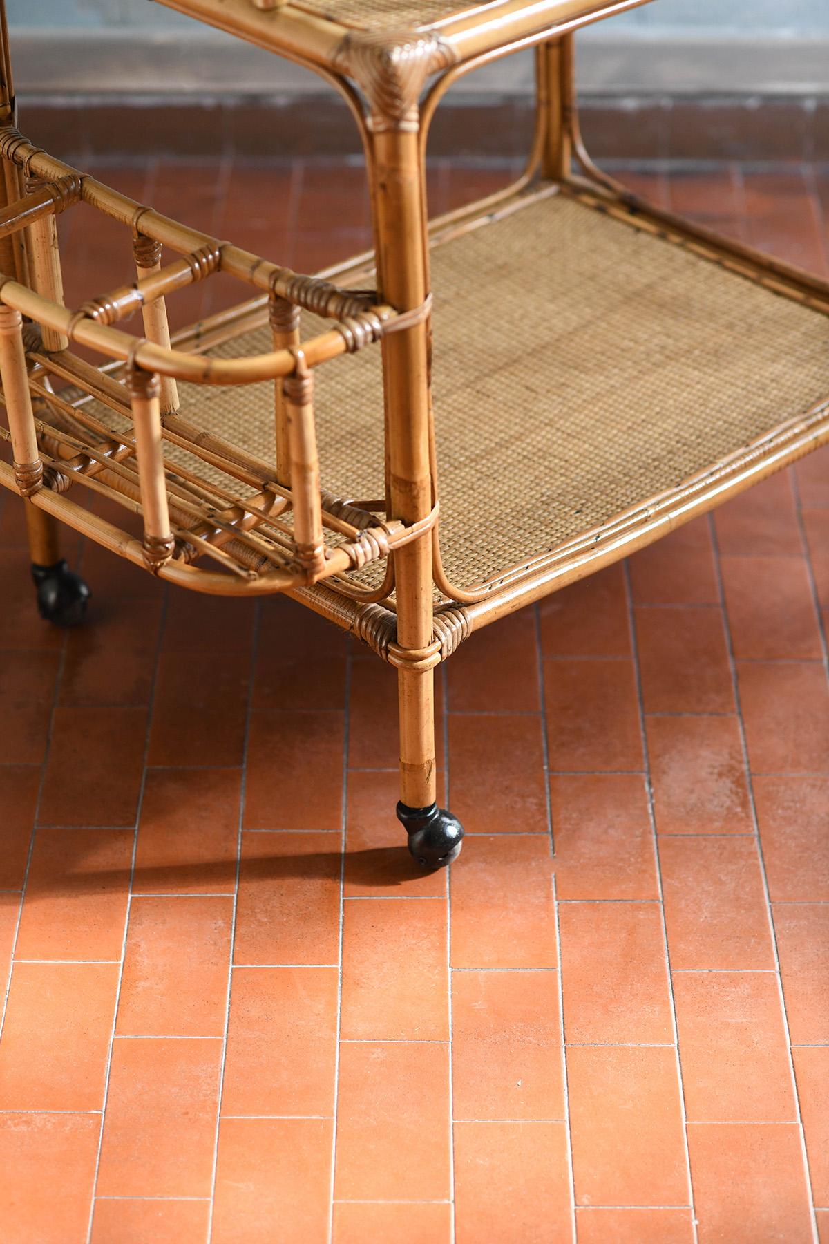 Rattan food trolley, Italy 1980 For Sale 5
