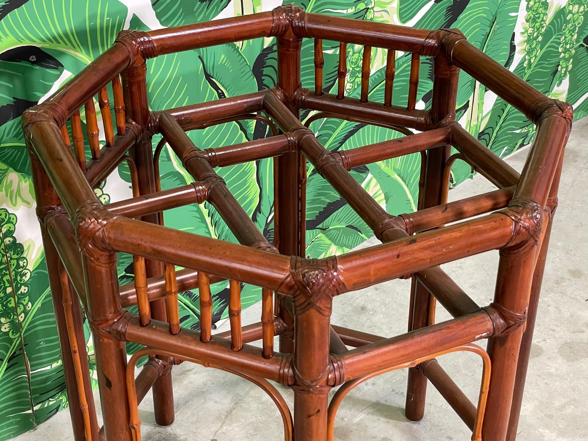 Rattan Fretwork Octagon Dining Table Base In Good Condition In Jacksonville, FL