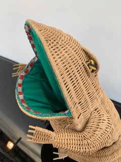 Rattan Frog Magazine Rack, Italy, 1970s