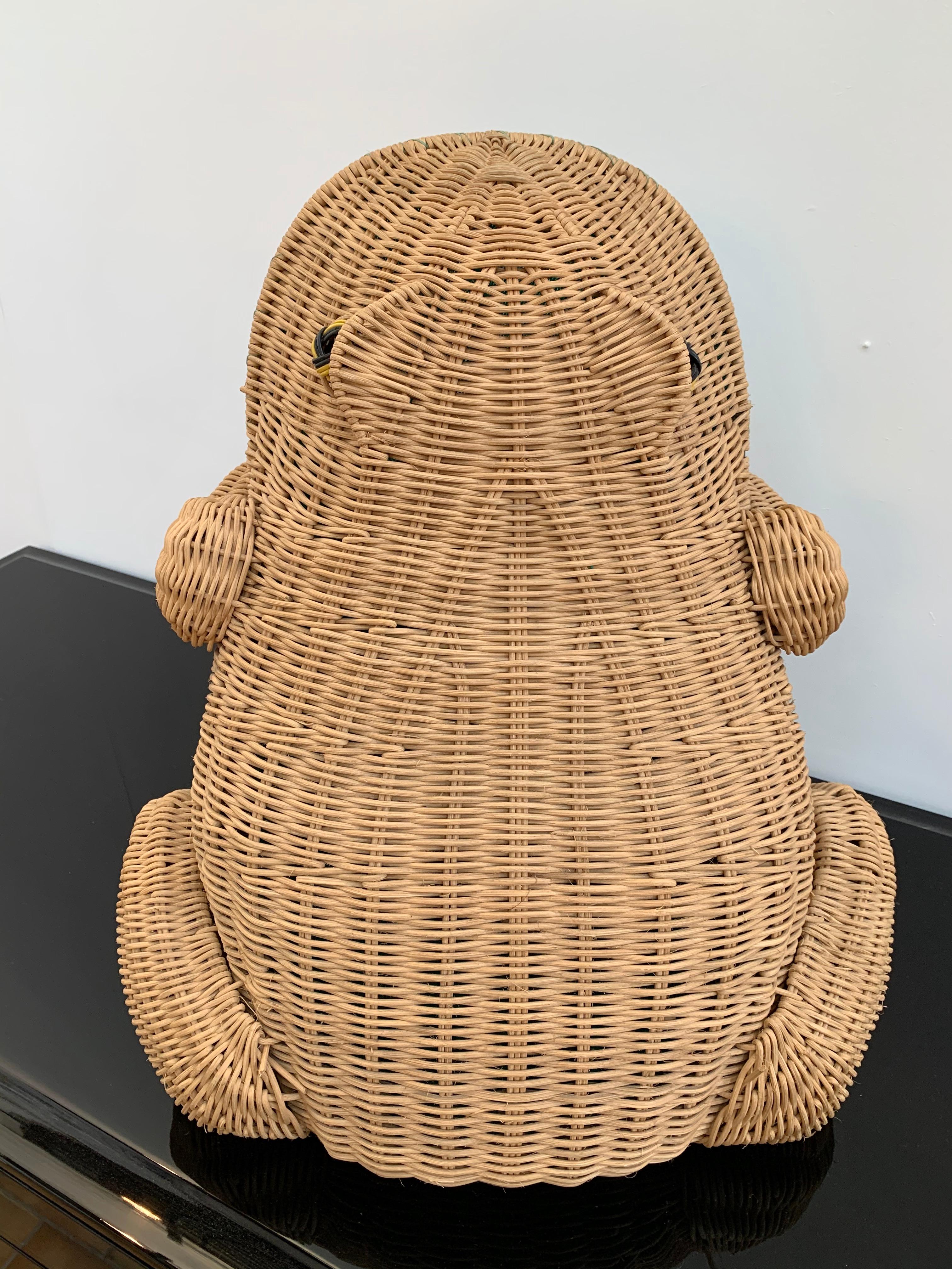 Rattan Frog Magazine Rack, Italy, 1970s 1