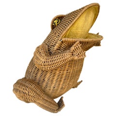 Rattan Frog Magazine Rack, Italy, 1970s