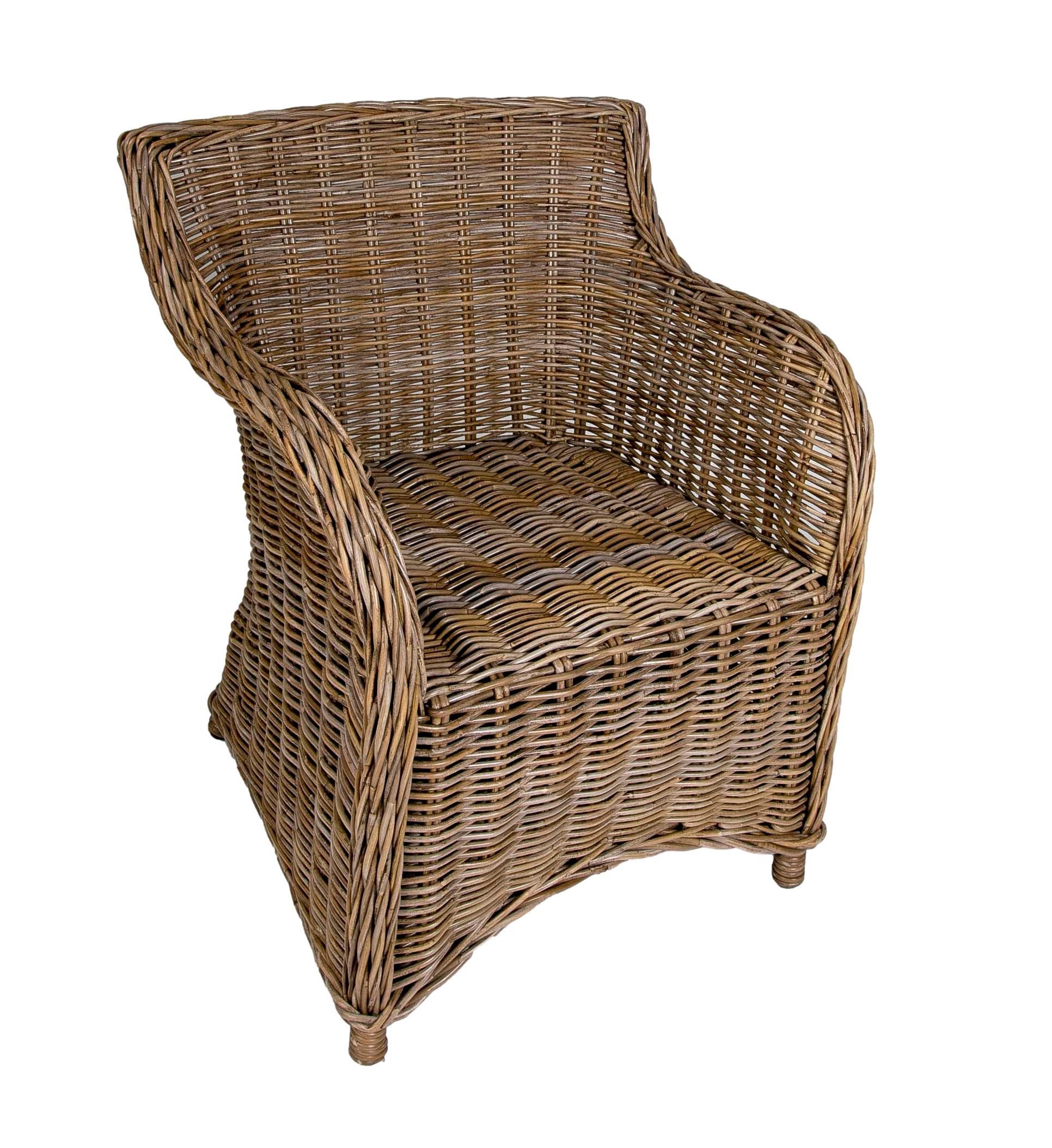  Rattan Garden Chair with Cushion in Greyish Tone In Good Condition For Sale In Marbella, ES