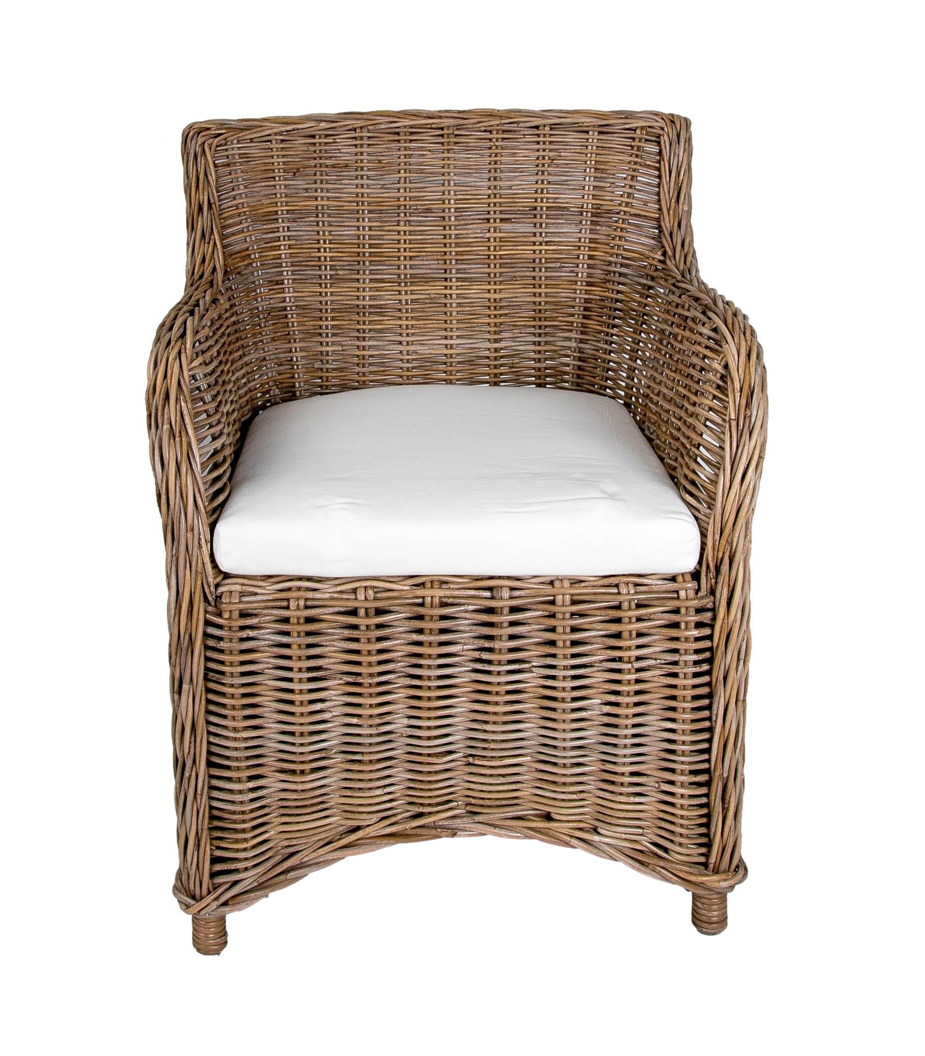 Rattan Garden Chair with Cushion in Greyish Tone For Sale 1