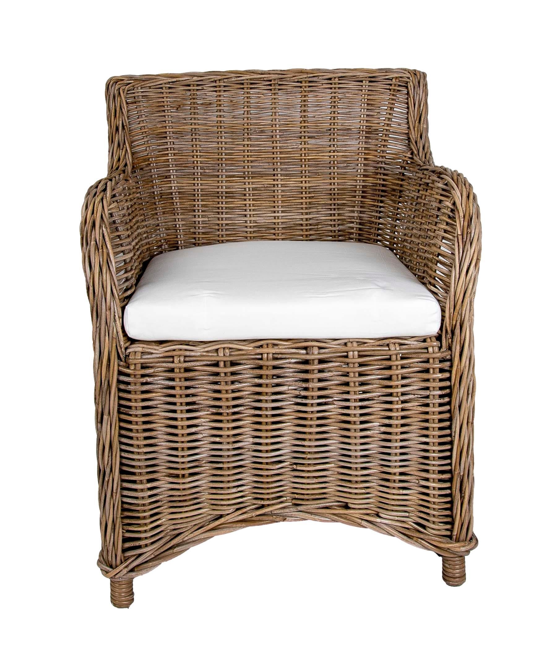  Rattan Garden Chair with Cushion in Greyish Tone For Sale 2