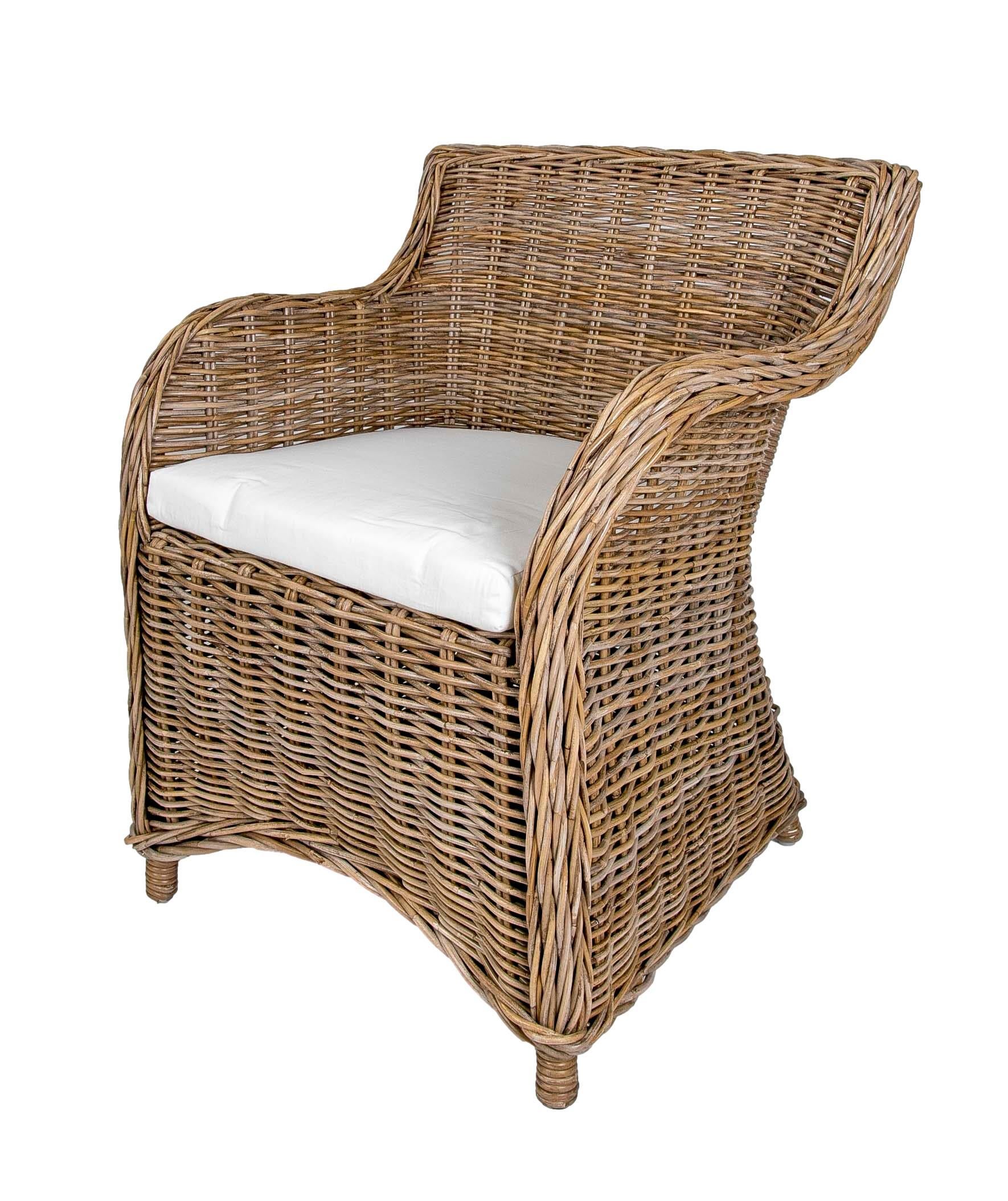  Rattan Garden Chair with Cushion in Greyish Tone For Sale 3