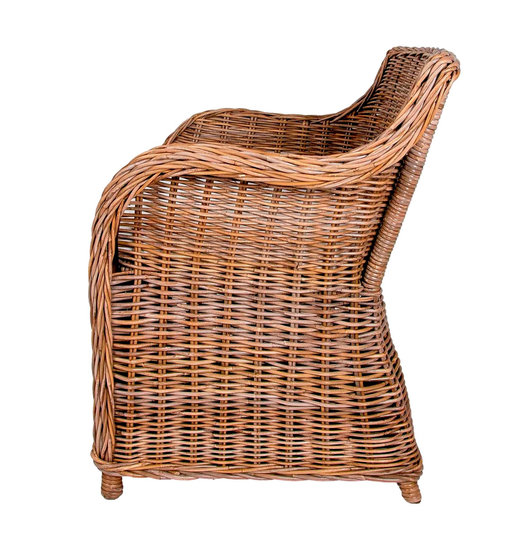  Rattan Garden Chair with Cushion in Greyish Tone For Sale 5