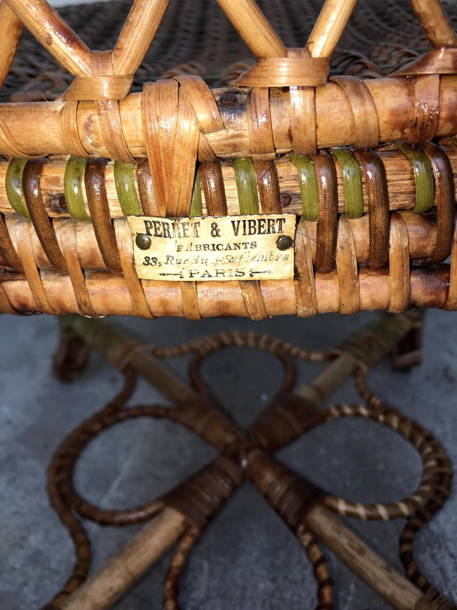 Rattan Garden Furniture Set by Maison Perret Vibert, Second Half of 19th Century For Sale 5
