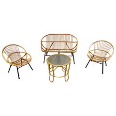 Rattan Garden or Living Room Set by Rohe Noordwolde, 1960s