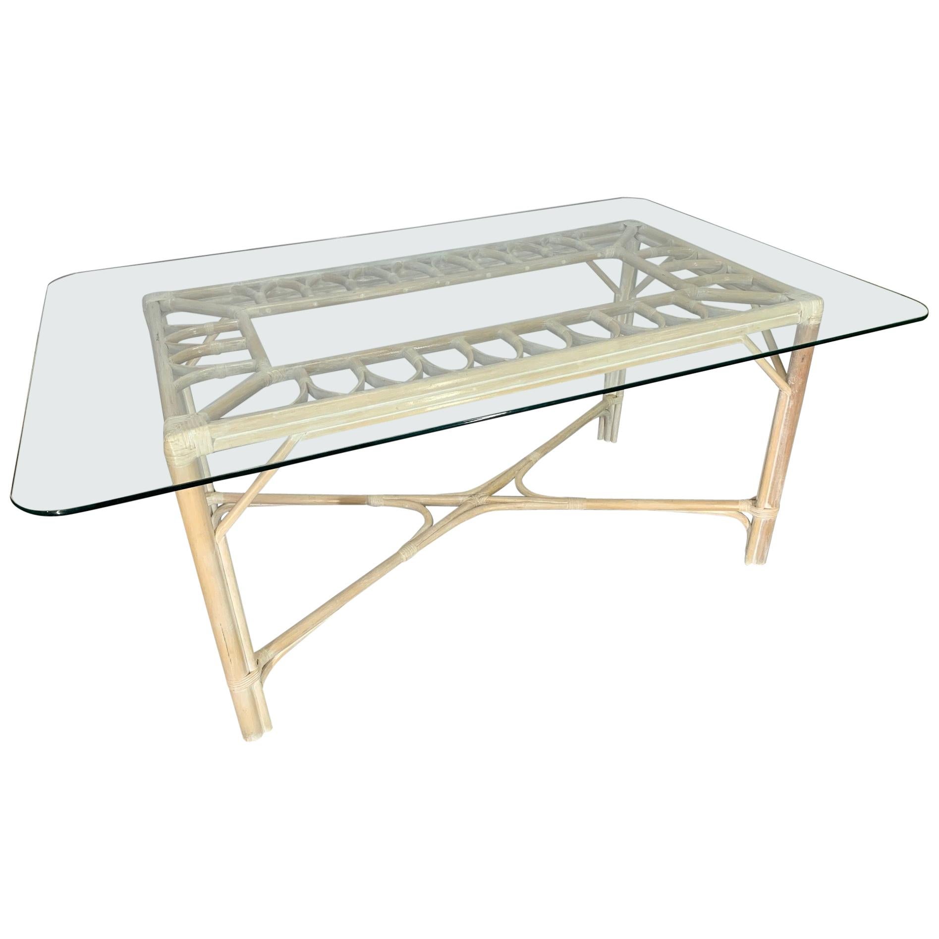 Rattan glass top dining table discount
