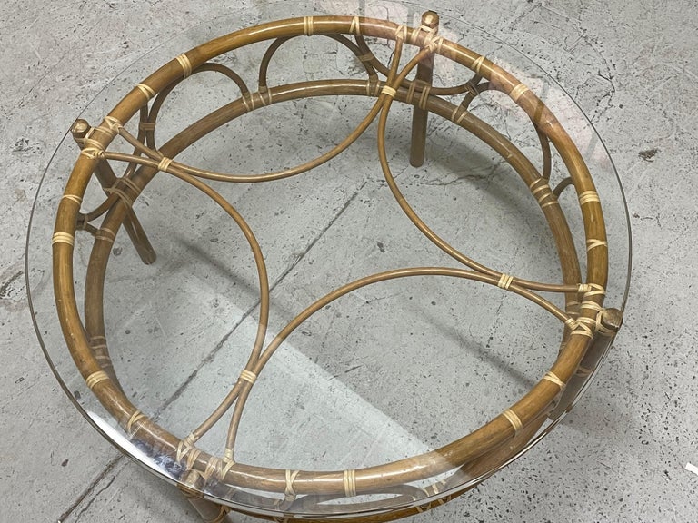 Rattan Glass Top Round Coffee or Cocktail Table at 1stDibs rattan