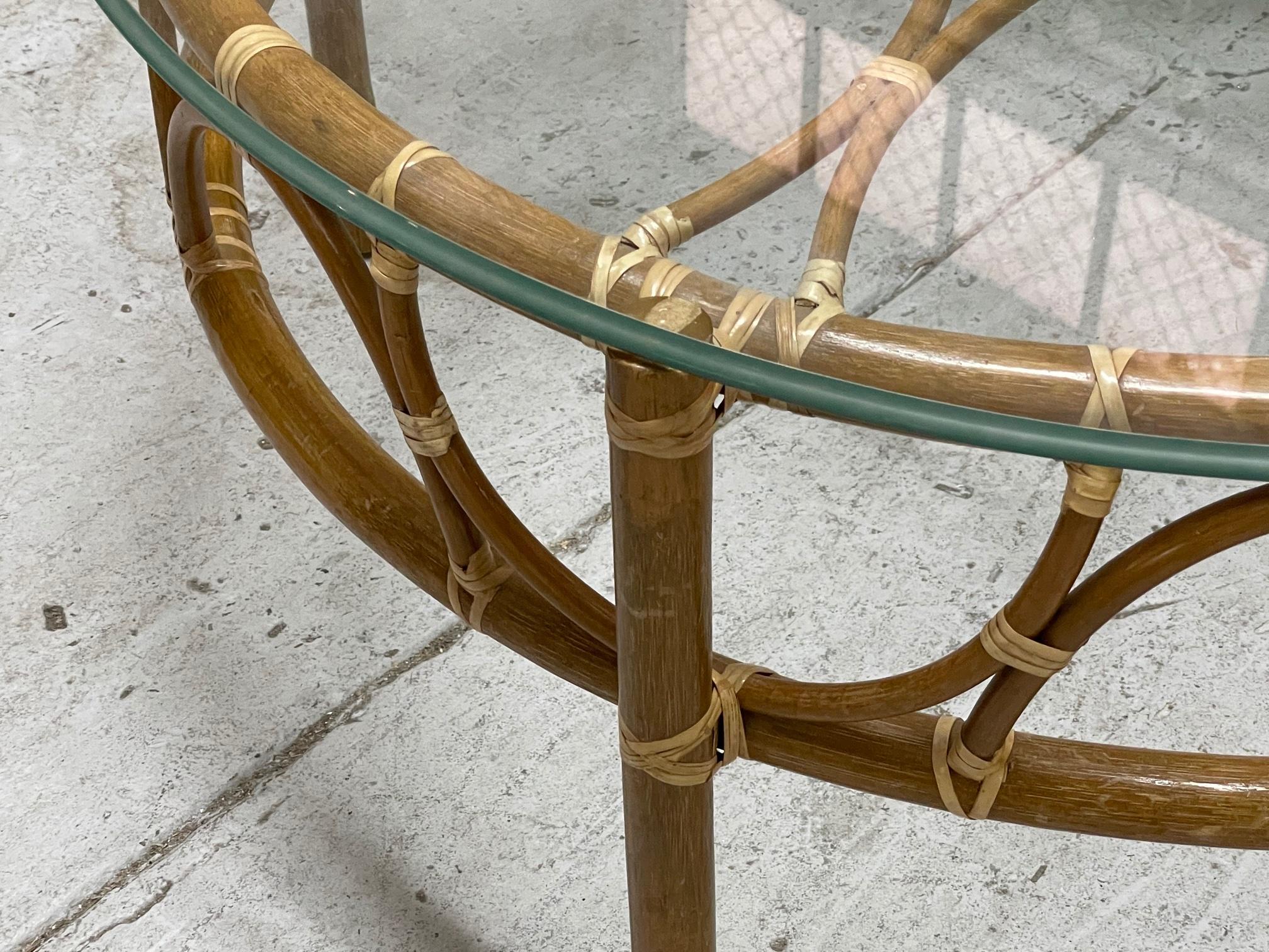 rattan coffee table with glass top