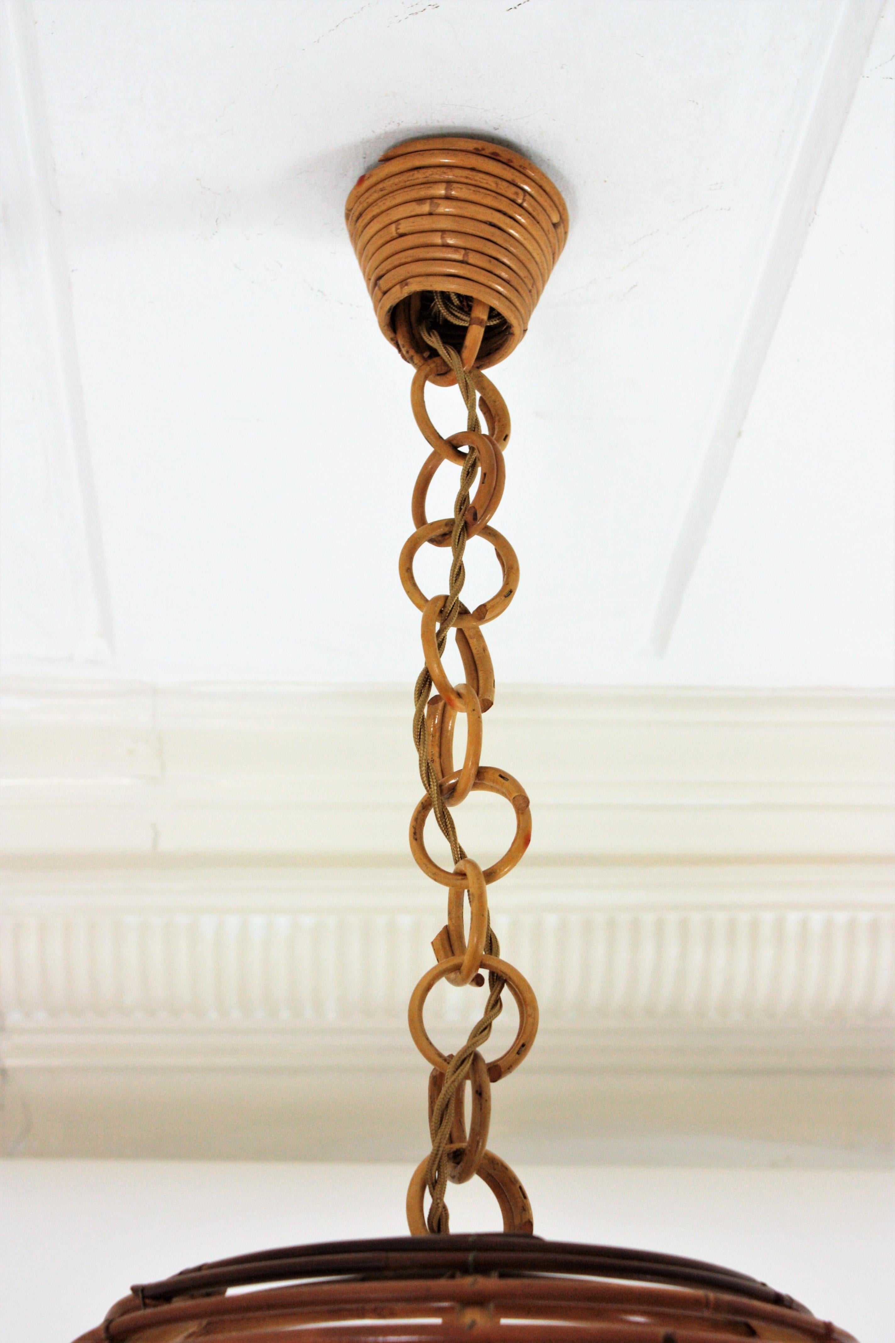 Rattan Globe Pendant or Hanging Light, Spain, 1960s For Sale 11