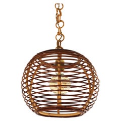Rattan Globe Pendant or Hanging Light, Spain, 1960s