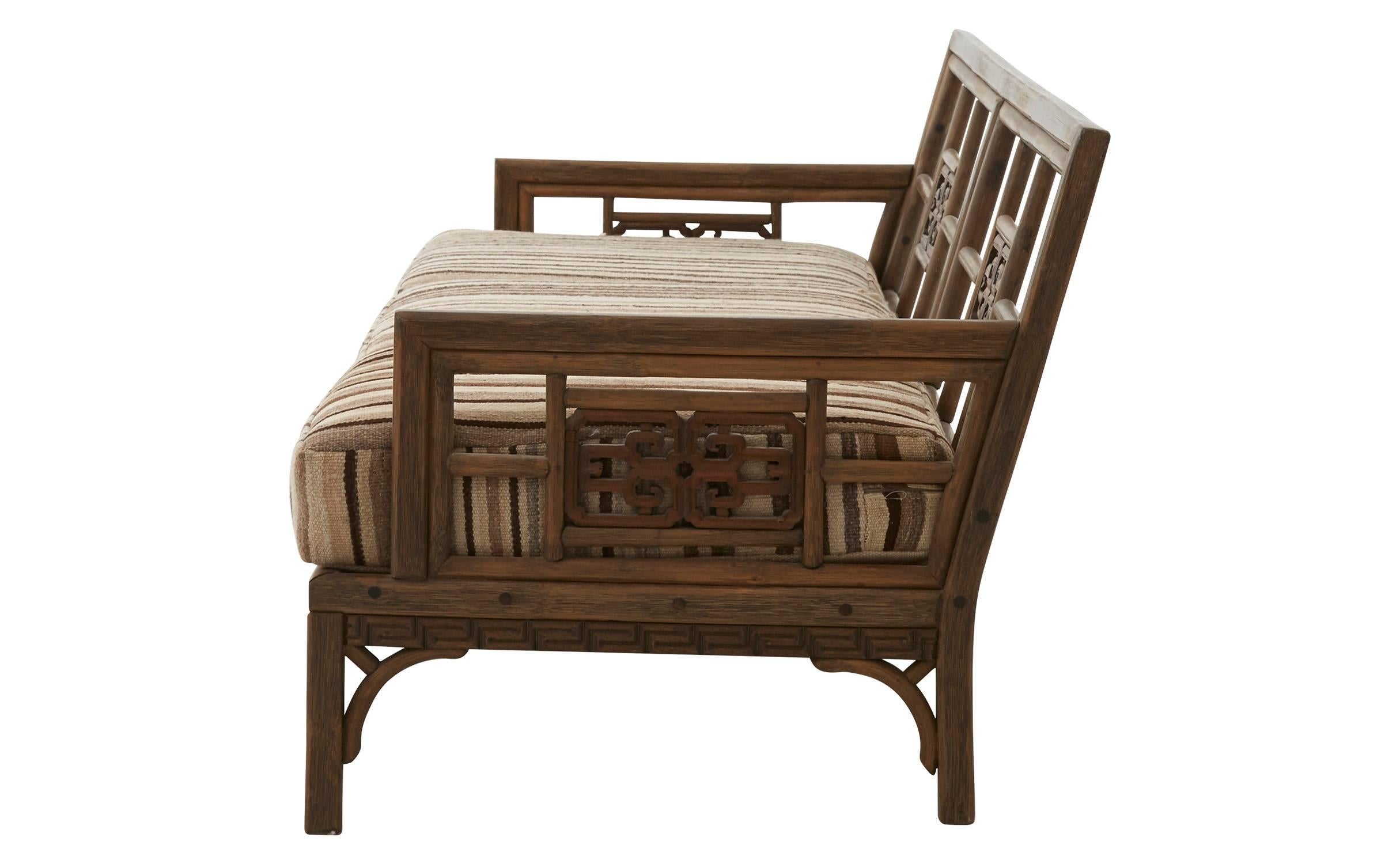 American Rattan Greek Key Sofa